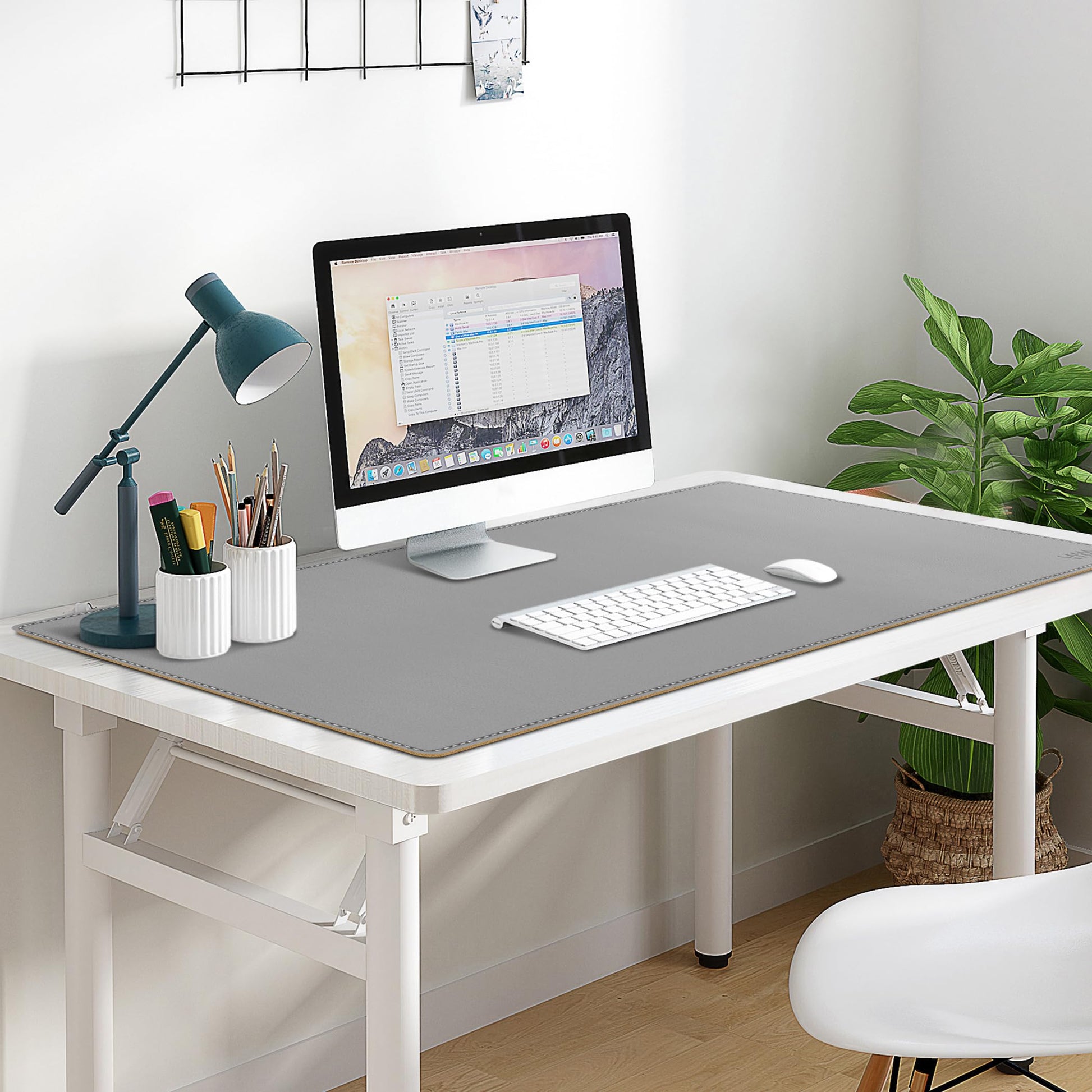Vyaaa Cork & Leather Desk Mat, 43.3“ x 19.7” Dual Sided Leather Desk Pad, Waterproof Extra Large