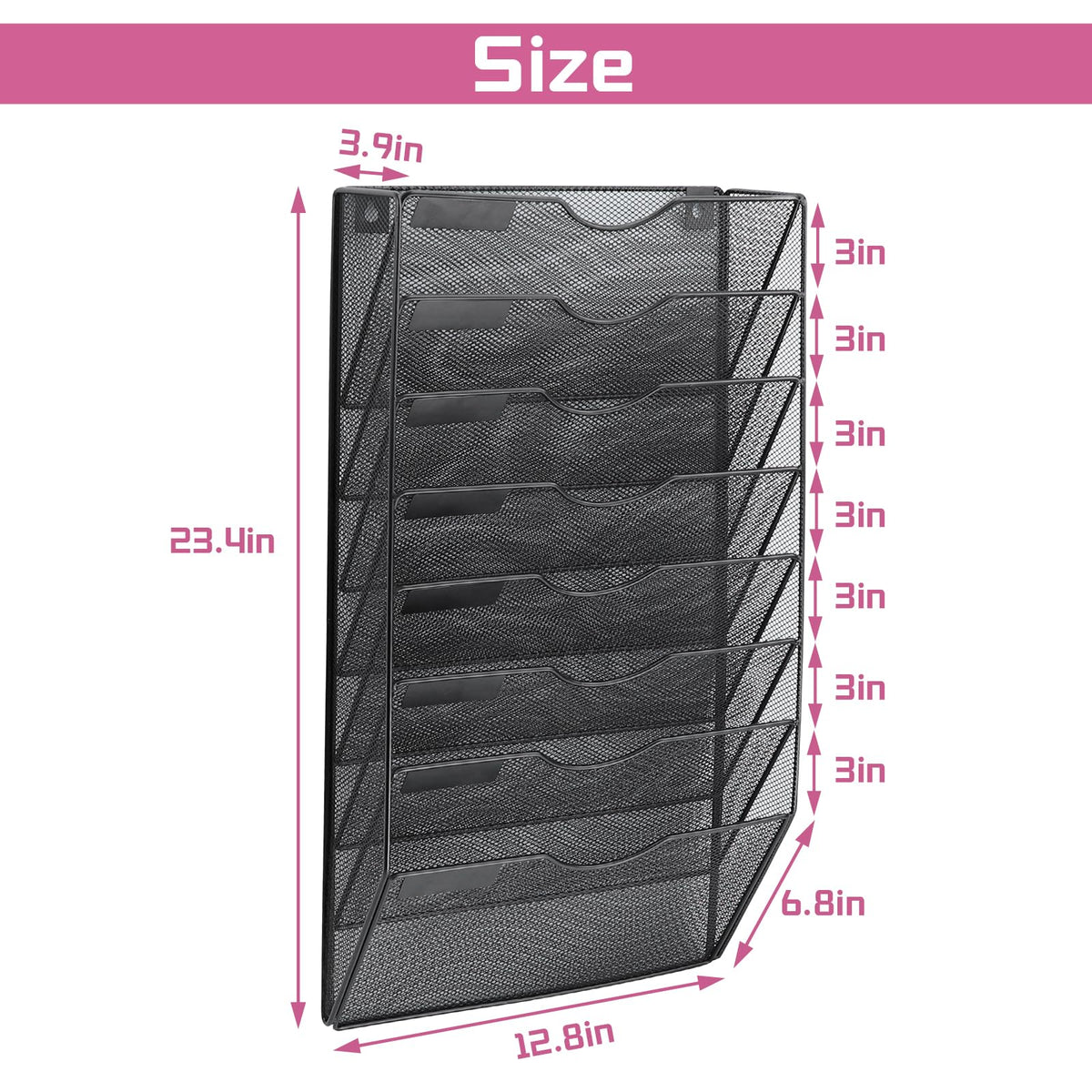 ideallife 8 Pockets Mesh Wall File Holder Organizer Office Hanging File Folder Magazine Rack