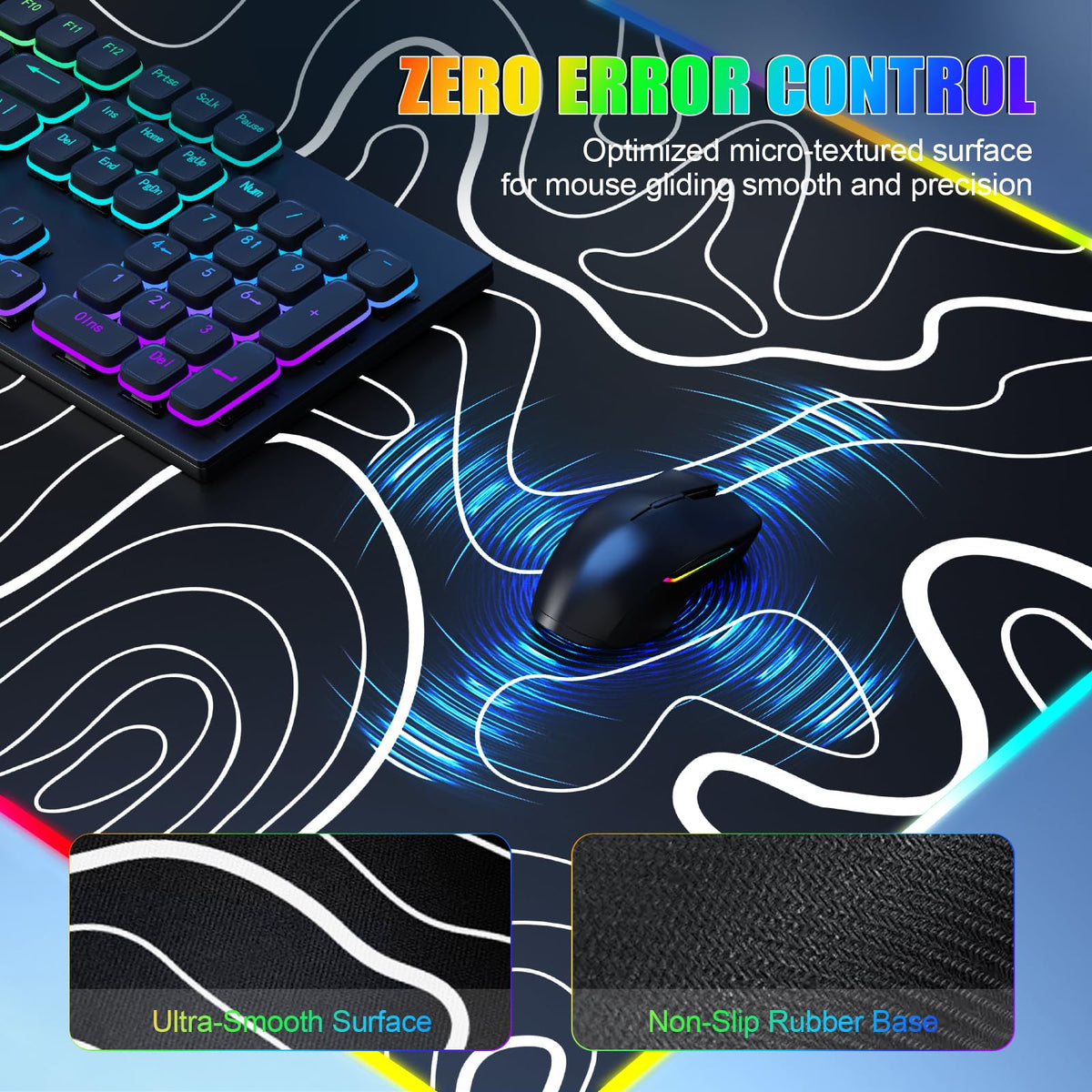 Mouse Pad with Phone Holder, Wireless Charging Desk Mat, RGB Gaming Mousepad Home Office Large Desk