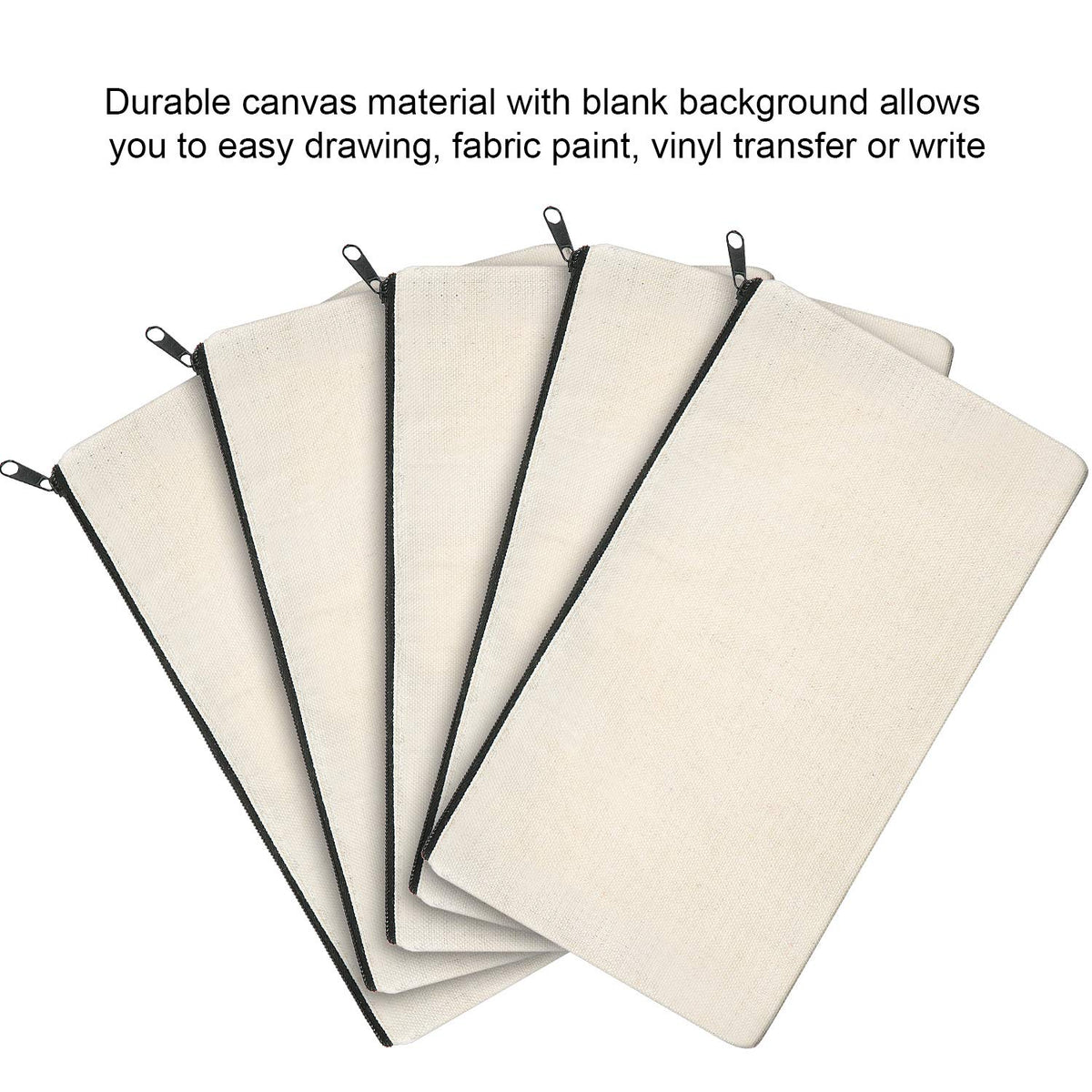 Outus 40 Pack Blank Canvas Pouch DIY Craft Zipper Bags Bulk Makeup Pencil Pouch Multipurpose Travel
