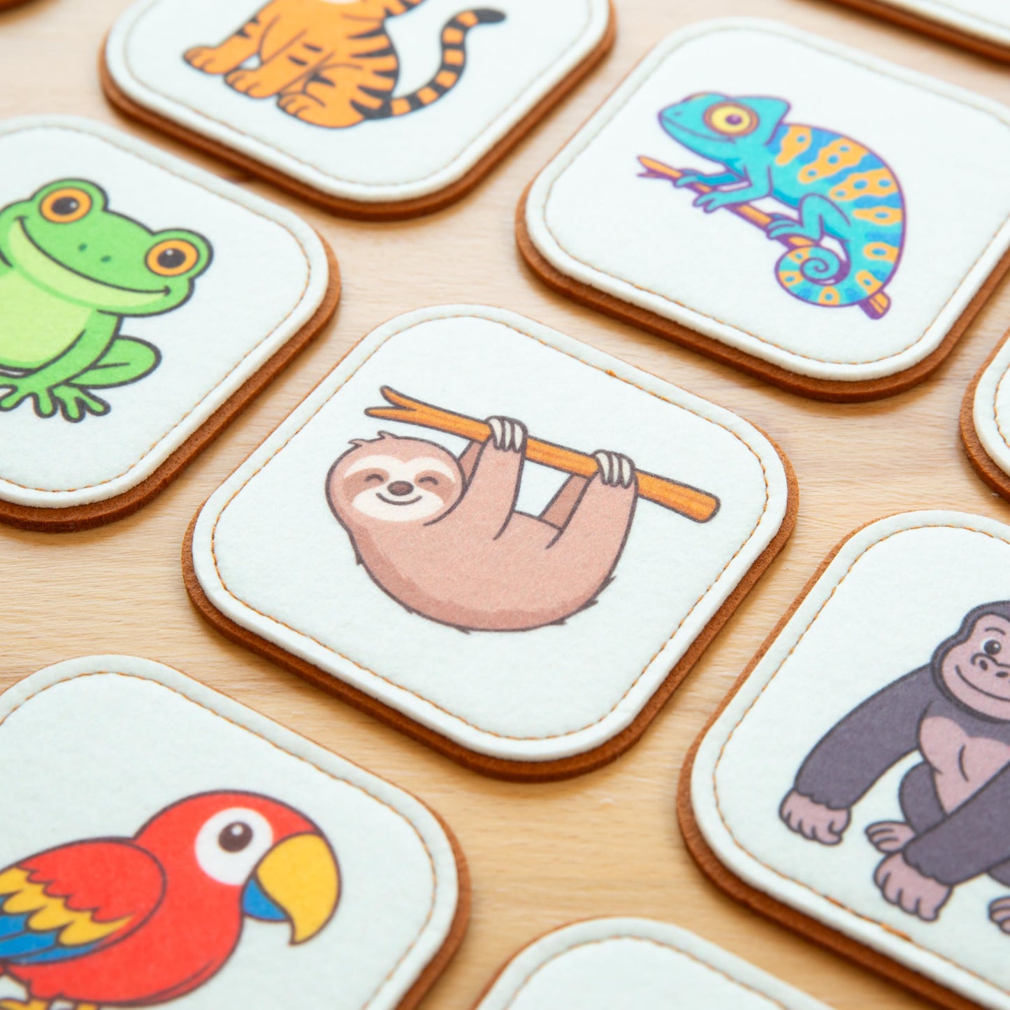 Felt Jungle Matching Game for Toddlers – Wild Animal Memory Game & Flash Cards – Soft and Safe for