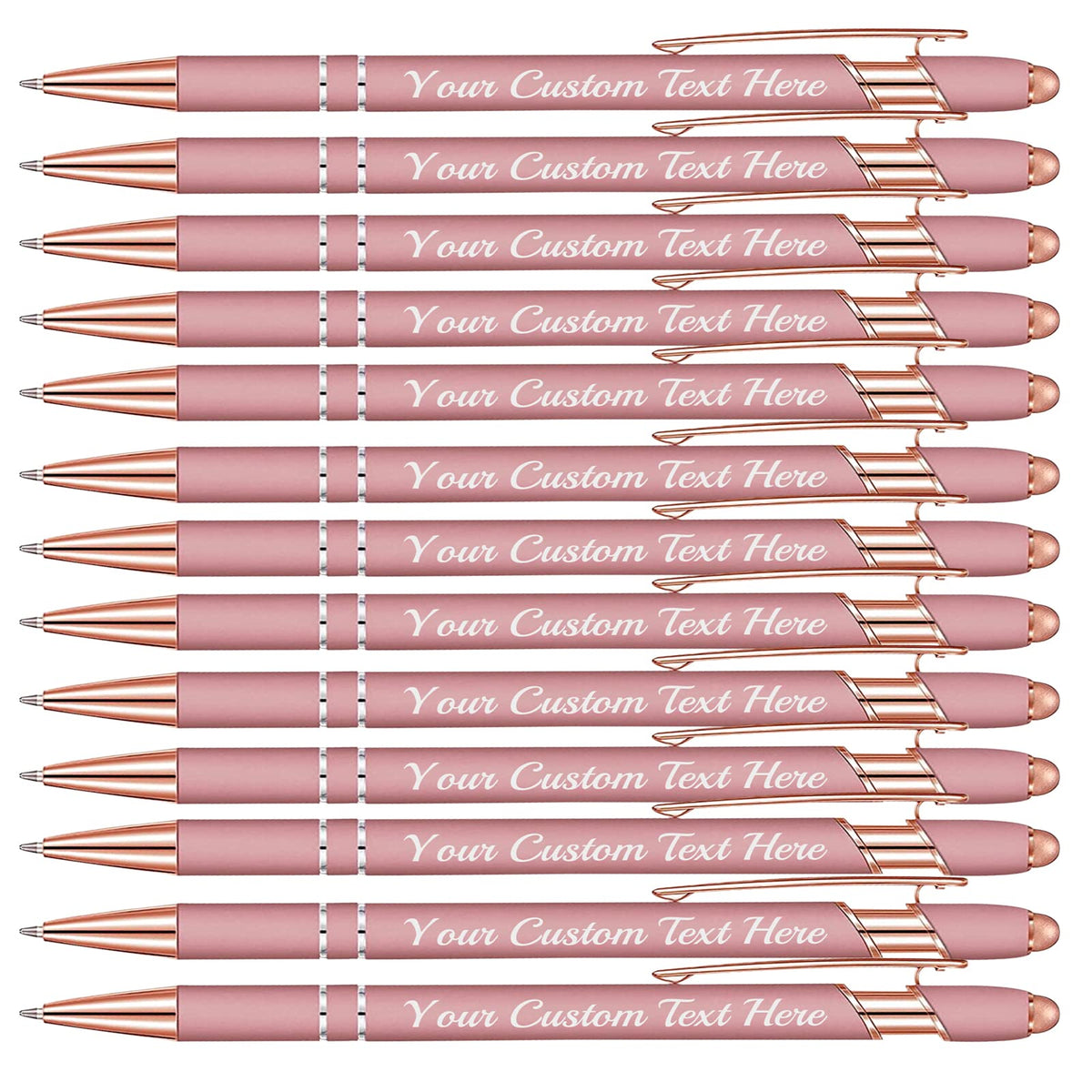 Farmelov Personalized Pen Bulk with Name Free Engraving,Custom Ballpoint Pens with Stylus,Engraved