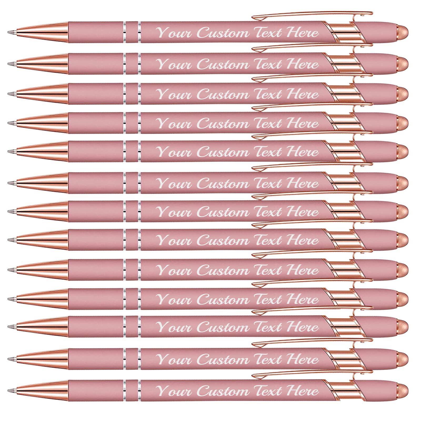 Farmelov Personalized Pen Bulk with Name Free Engraving,Custom Ballpoint Pens with Stylus,Engraved