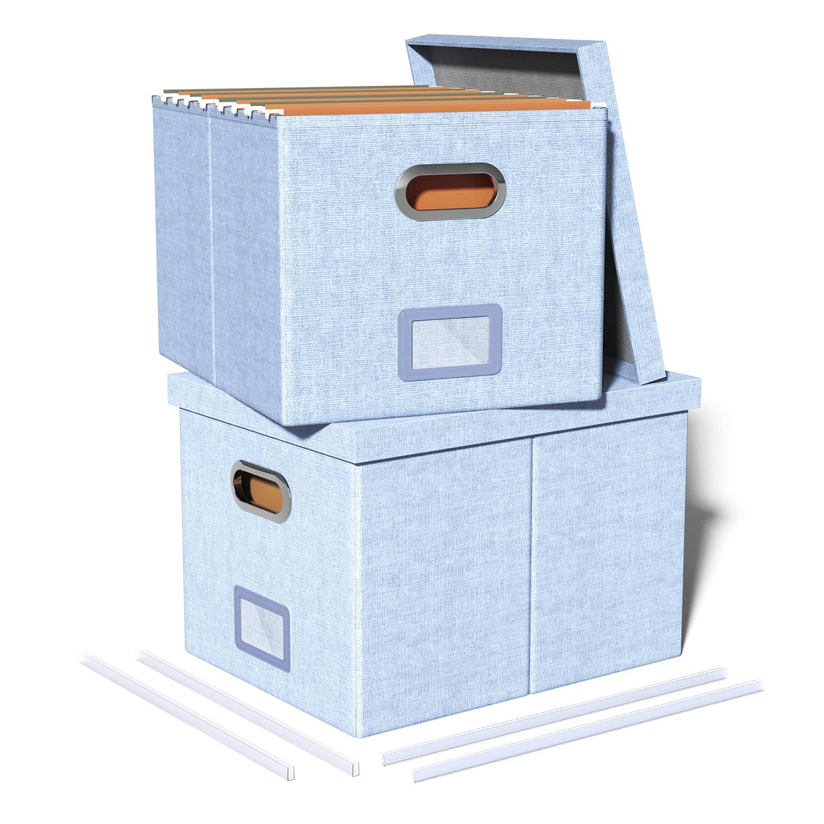 Oterri 2 Pack File Storage Organizer, Filing Box, Portable File Box with Lid, Fit for Letter/Legal