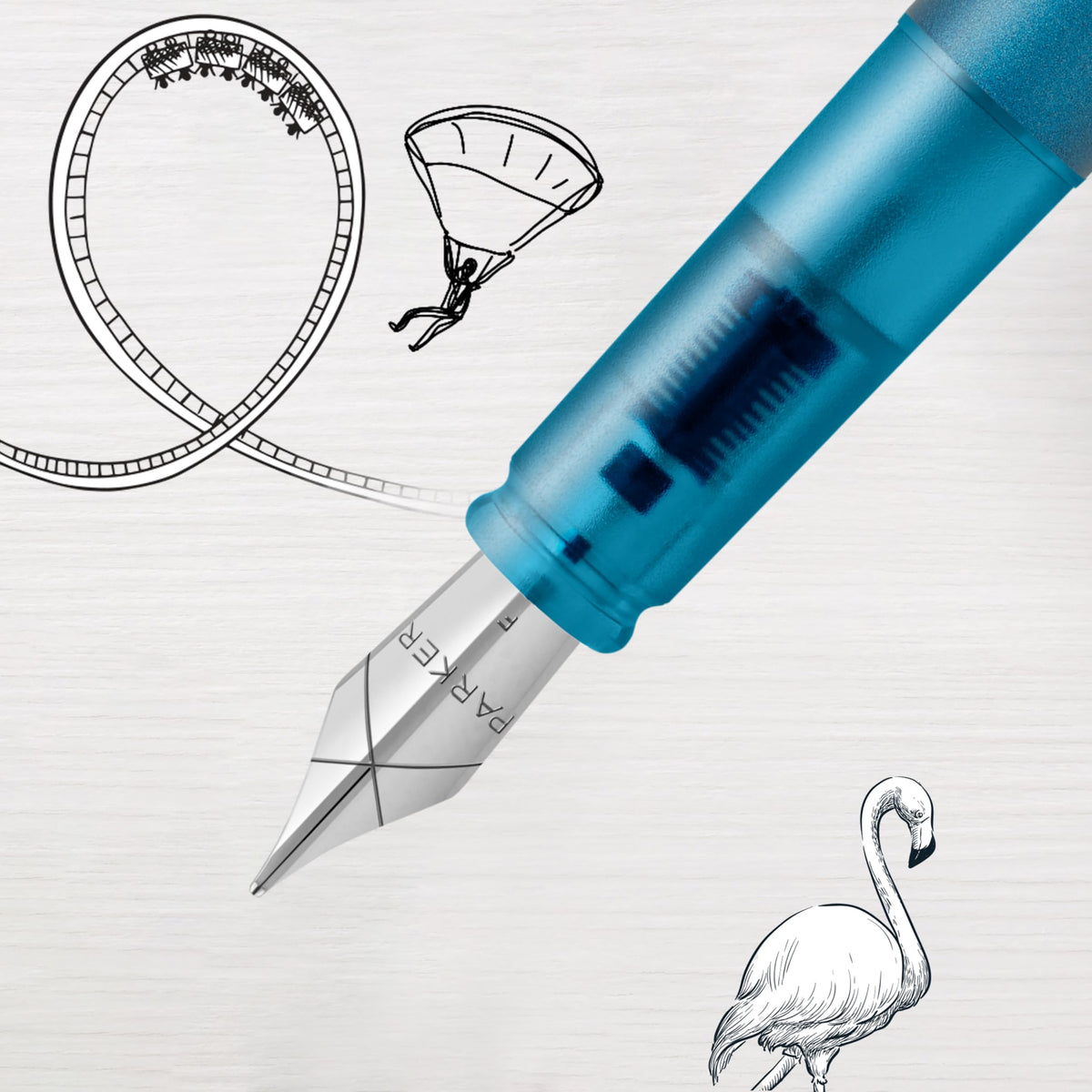 Parker Vector Fountain Pen Teal Blue with Blue Ink in Gift Box