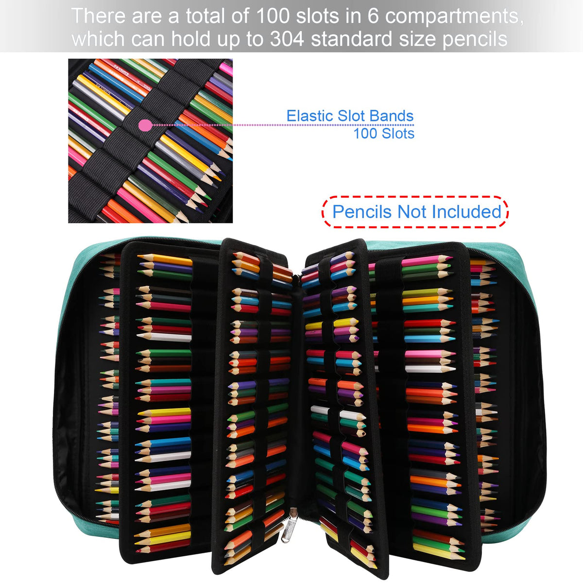 AYVANBER Big Capacity Colored Pencil Case Organizer 304 Slots Pen Holder Waterproof Storage Pouch