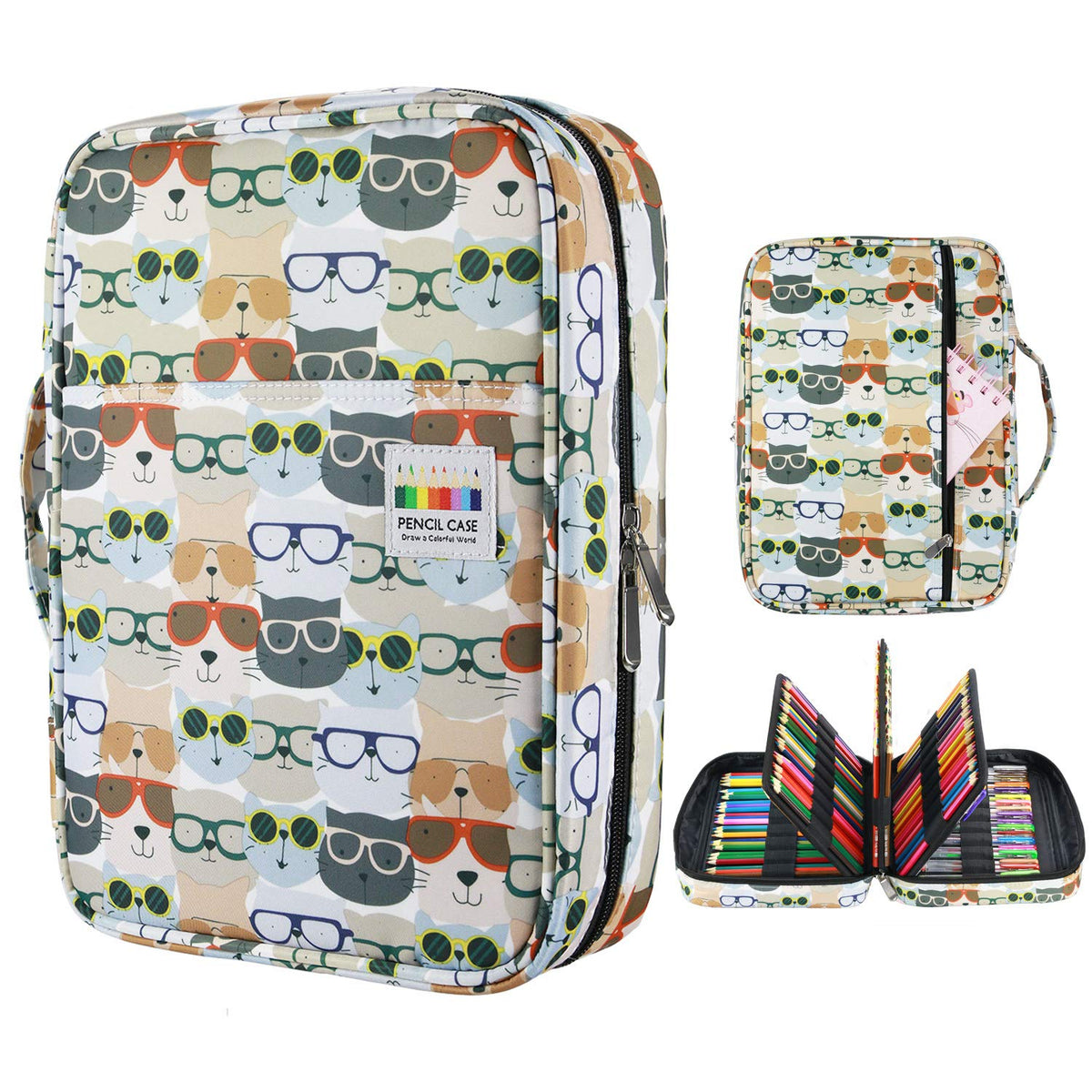 YOUSHARES Colored Pencil Case 220 Slots Pen Case Organizer With Handy Wrap & Zipper, Multilayer