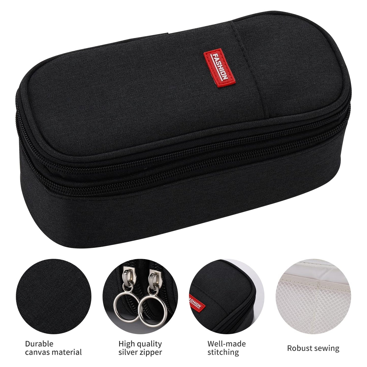 Dugio Large Pencil Case for Girls Teens Kids Pencil Bag with Zipper Black