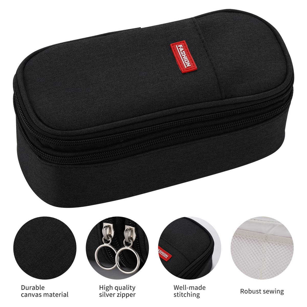 Dugio Large Pencil Case for Girls Teens Kids Pencil Bag with Zipper Black