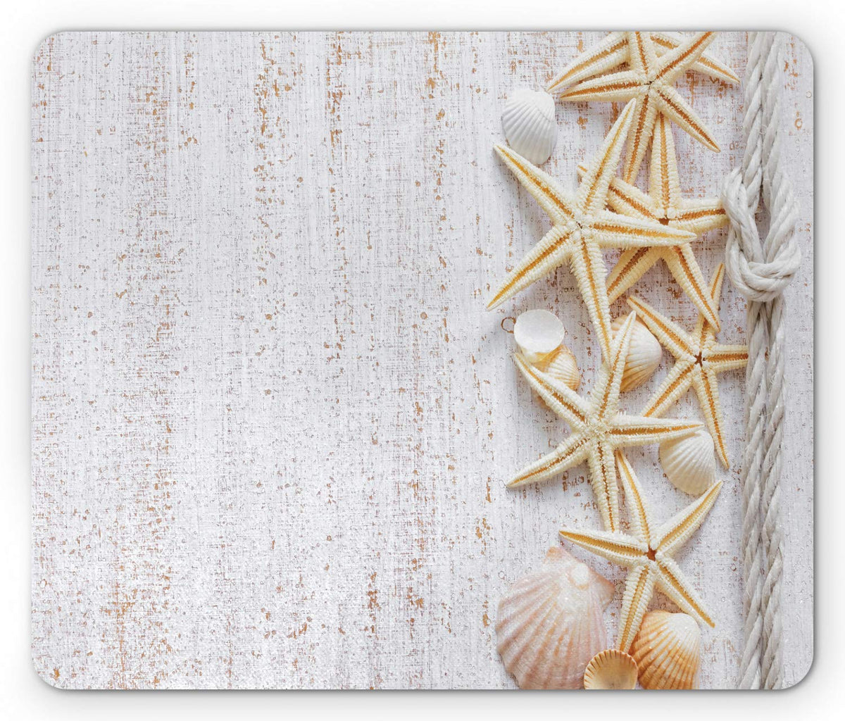 Ambesonne Seashells Mouse Pad, Starfish Marine in Vertical Direction Wood Surface Ocean Beach