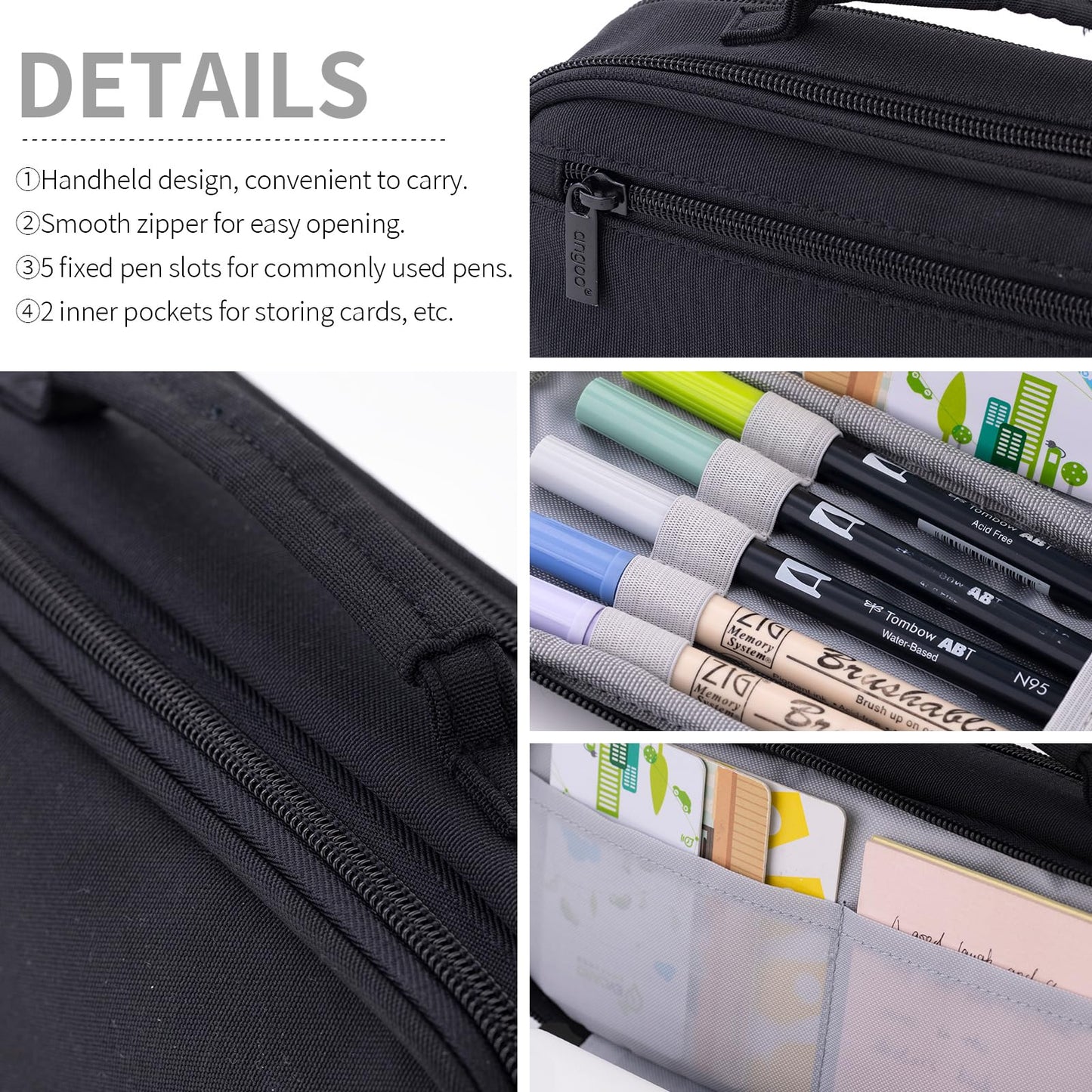 EASTHILL Large Capacity Pencil Case Pen Pouch Organizer Canvas Pencil Bag with Handle School