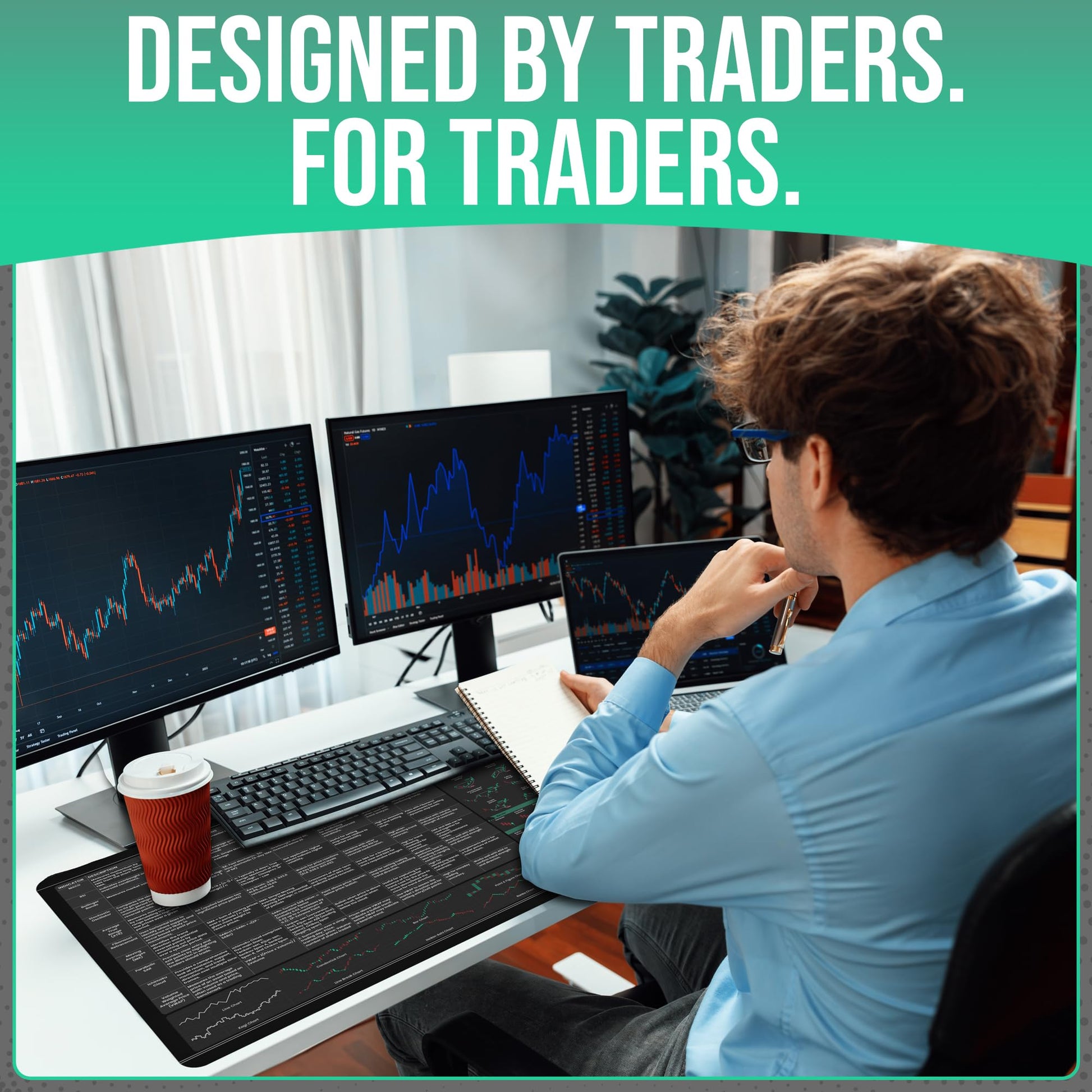 Premium Stock Market Day Trader Trading Mouse Pad - Candlestick Chart Patterns Cheat Sheet - Large