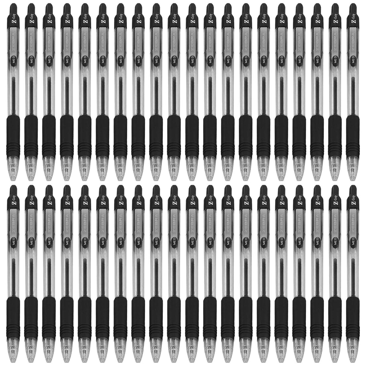 Zebra Z-Grip Retractable Ballpoint Pen 1.0mm Point Size Black Ink 40 Pack