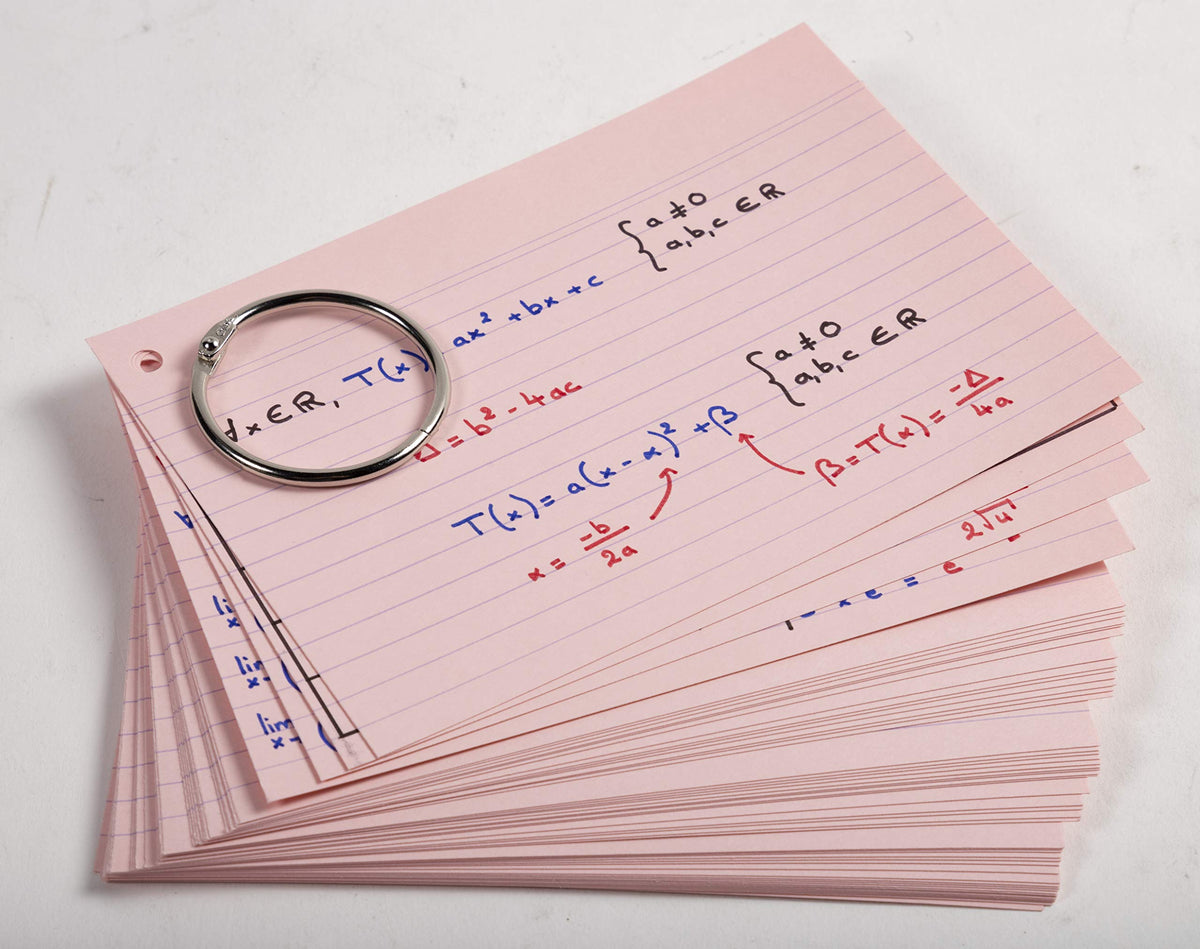 Exacompta - Ref 10330E - Bristol Revision Flashcards with Ring (Pack of 50 Cards) - A7 (77 x 105mm)