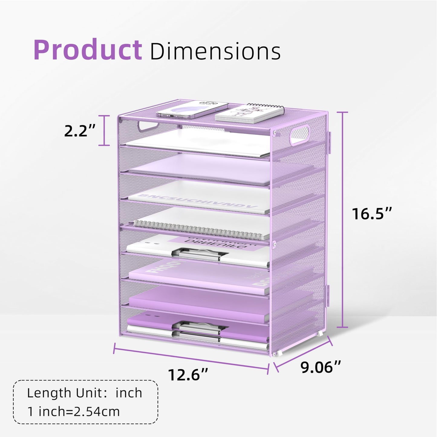 DALTACK 9-Tier Paper Letter Tray Desk Organizer with Handles, Mesh File Holder Organization, Paper