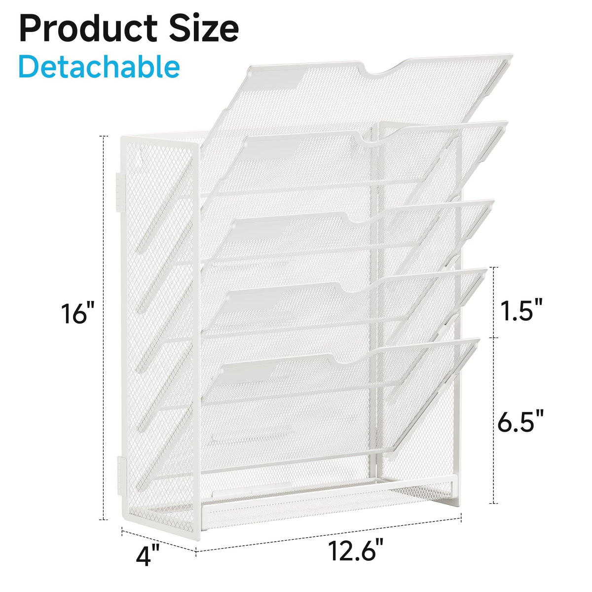Lavatino 6-Tier Hanging File Organizer, Wall Mount File Holder for Mails Folders Papers Magazine