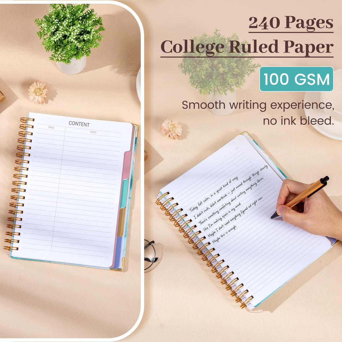 Yoment Hardcover Spiral Notebooks for Work 240 Pages Notebook with Dividers