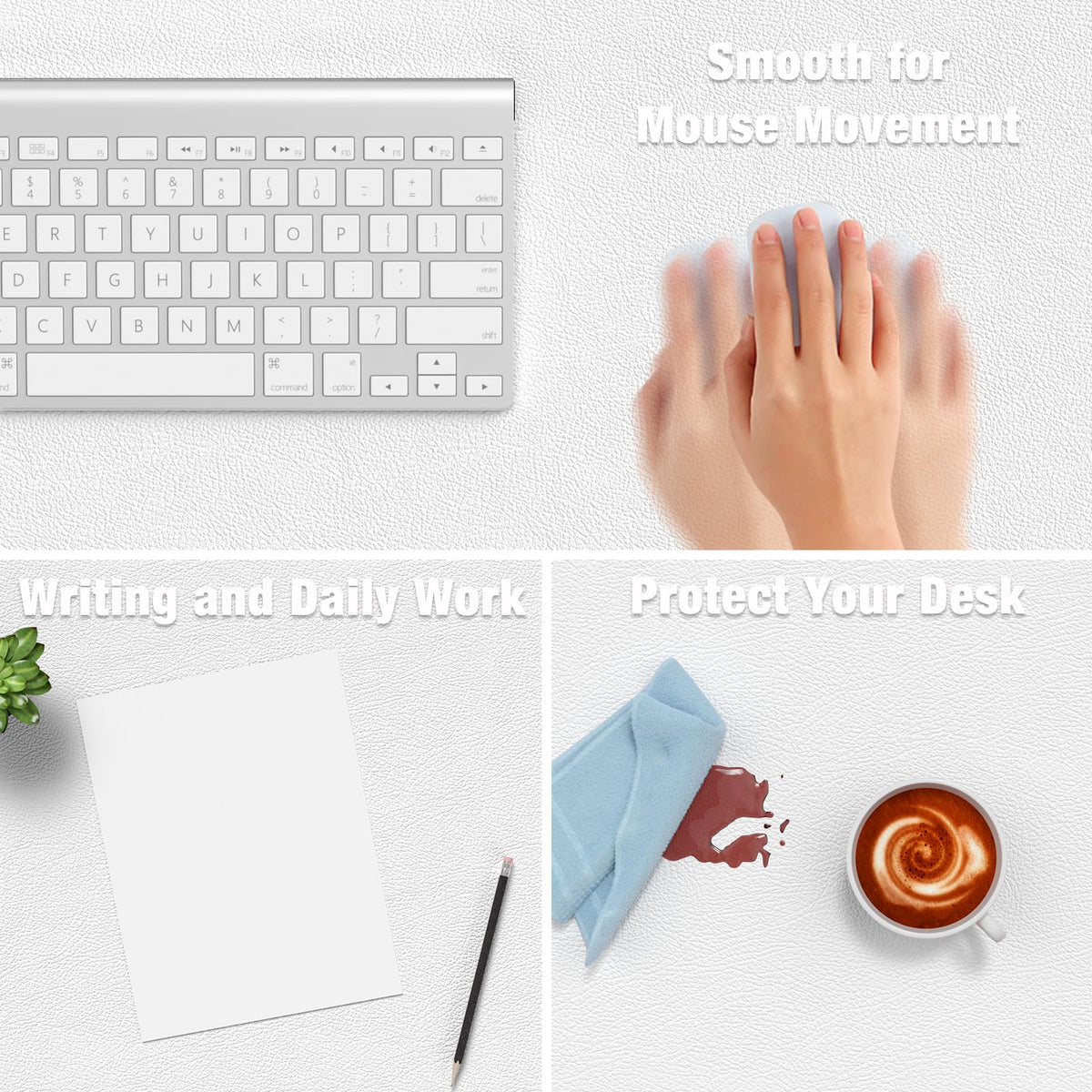 Hsurbtra Desk Pad, 48" x 17" PU Leather Desk Mat, XXXL Extended Mouse Pad, Waterproof Desktop