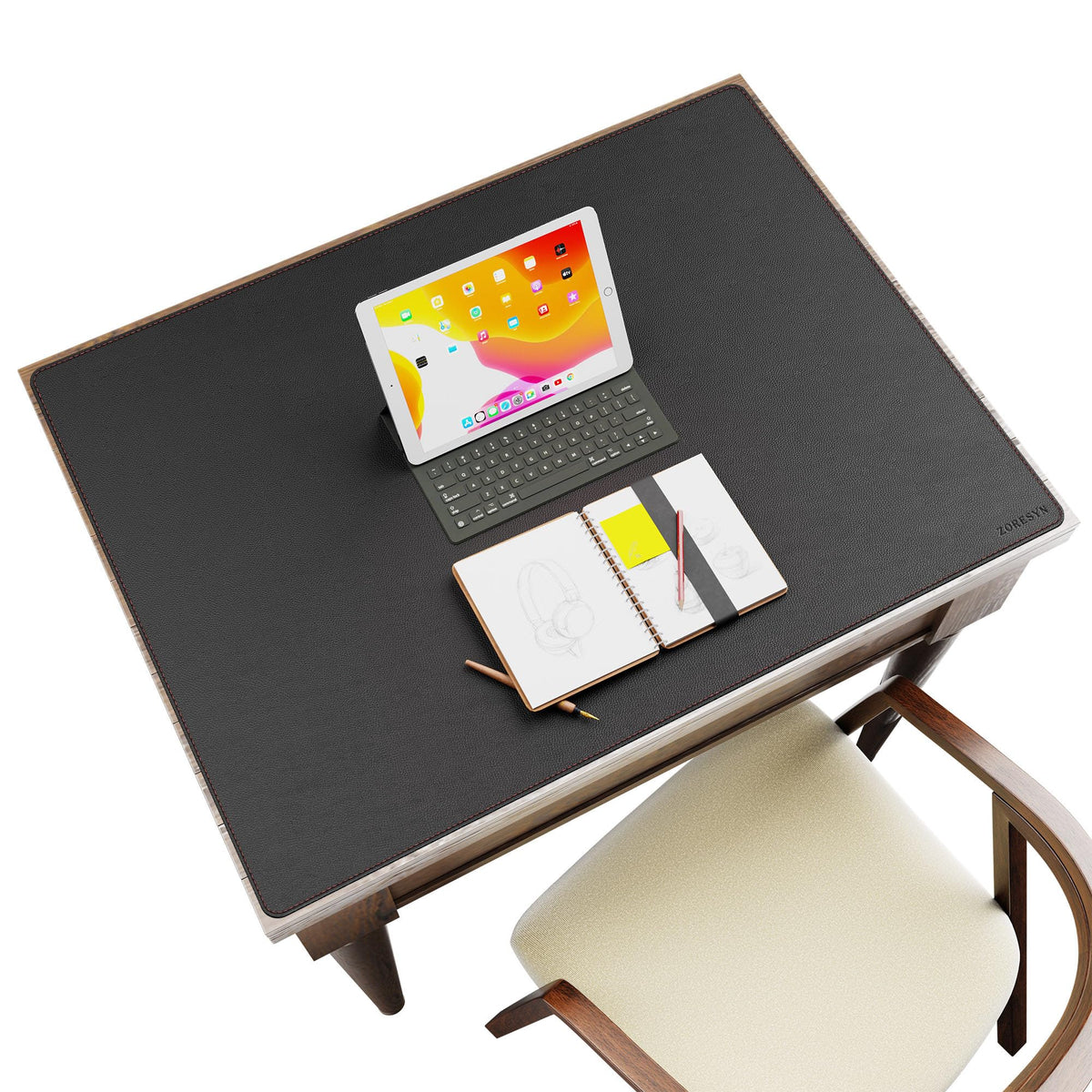 ZORESYN Conference Table Pads PU Leather 66.9" x 27.6" (Black)