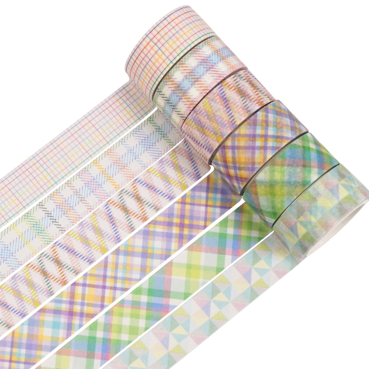 YUBX Basic Grid Washi Tape Set 12 Rolls Plaid Decorative Masking Tapes for Arts, DIY Crafts