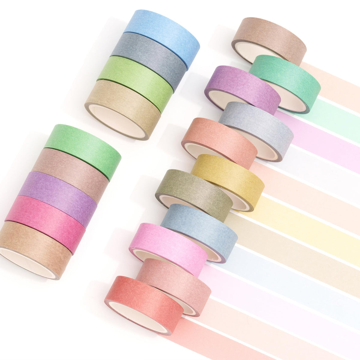 YUBBAEX 20 Rolls Solid Colors Washi Tape Set Pastel Colored Masking Rainbow Decorative Tapes