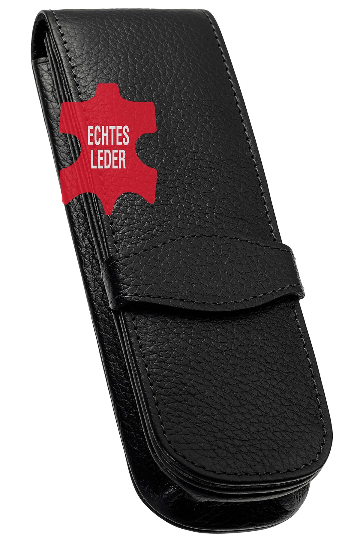 Online Leather Pen case, Made of Genuine Leather, Black, for Three pens, an Elegant Accessory for