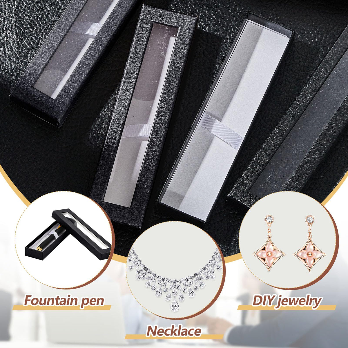 Colarr 36 Pcs Empty Pen Gift Boxes with Clear Lid and Foam Insert Display