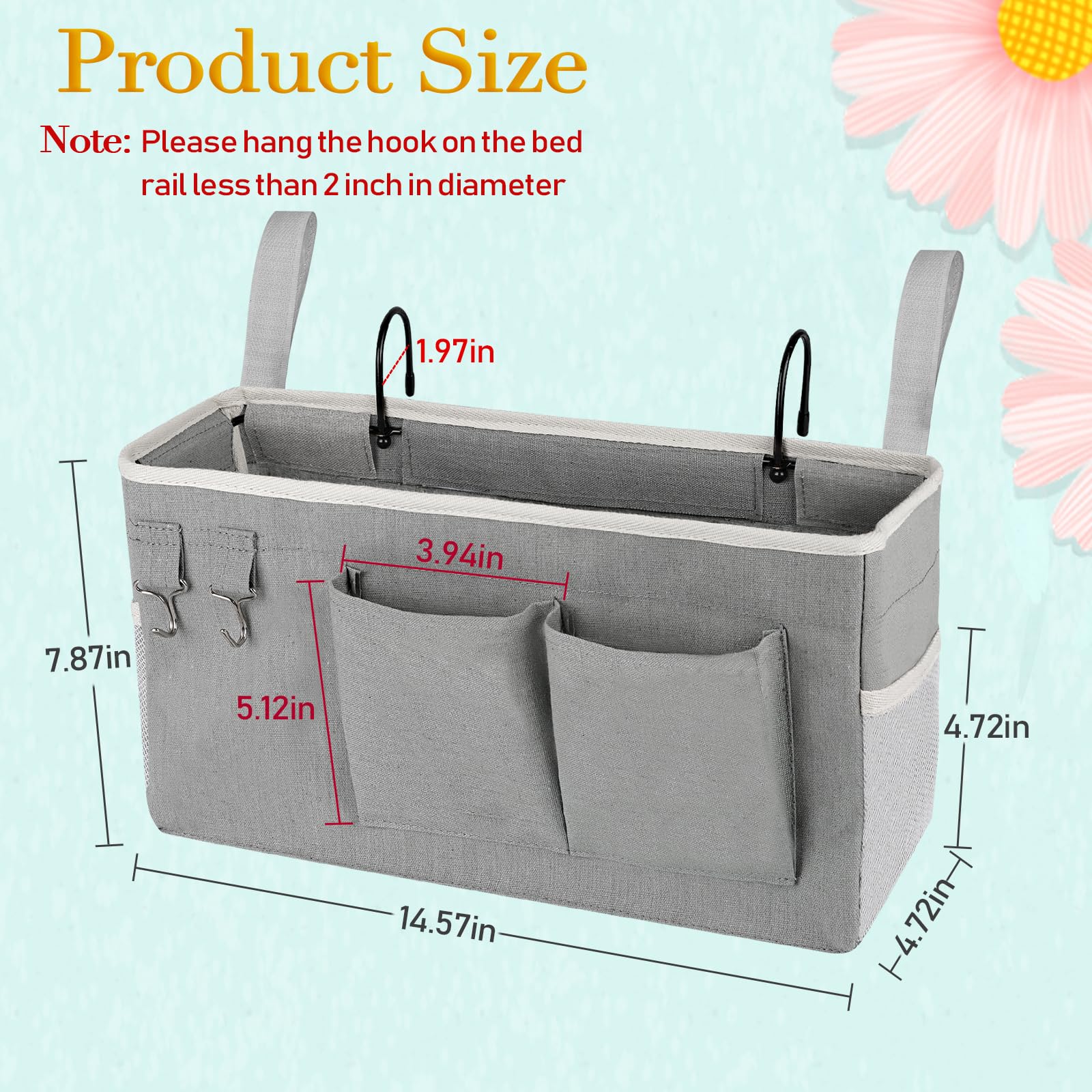 Ozzptuu Bedside Caddy Bedside Storage Bag for Headboards/Bunk Bed