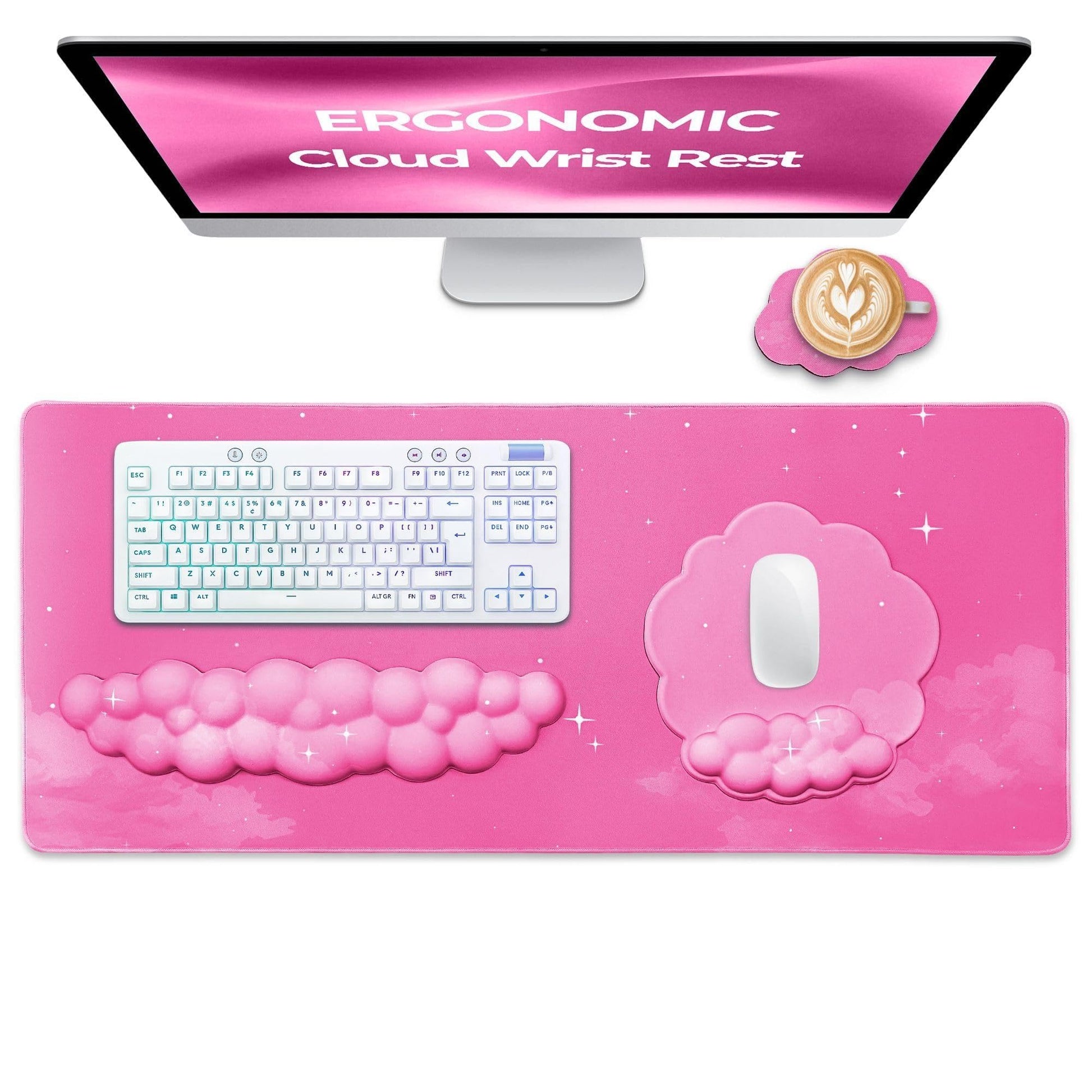 TheTrulyCharter- Cloud Wrist Rest Keyboard, Mouse Pad, Wrist Rest for Computer Keyboard, Cloud