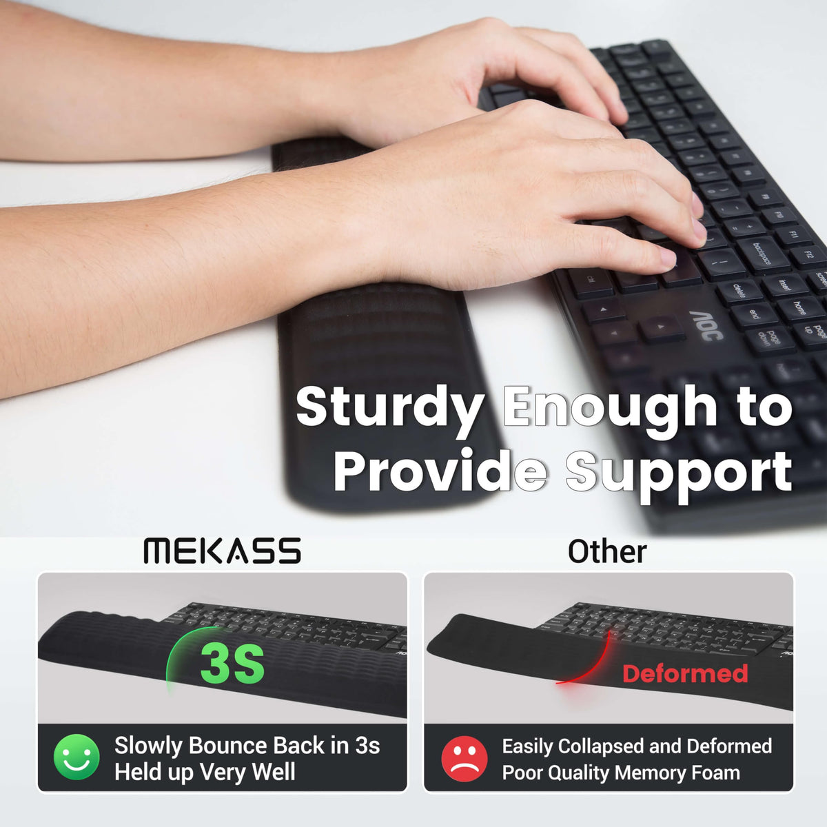 MEKASS Keyboard Wrist Rest - Soft Memory Foam Wrist Support for Long Hours of Work, Gaming