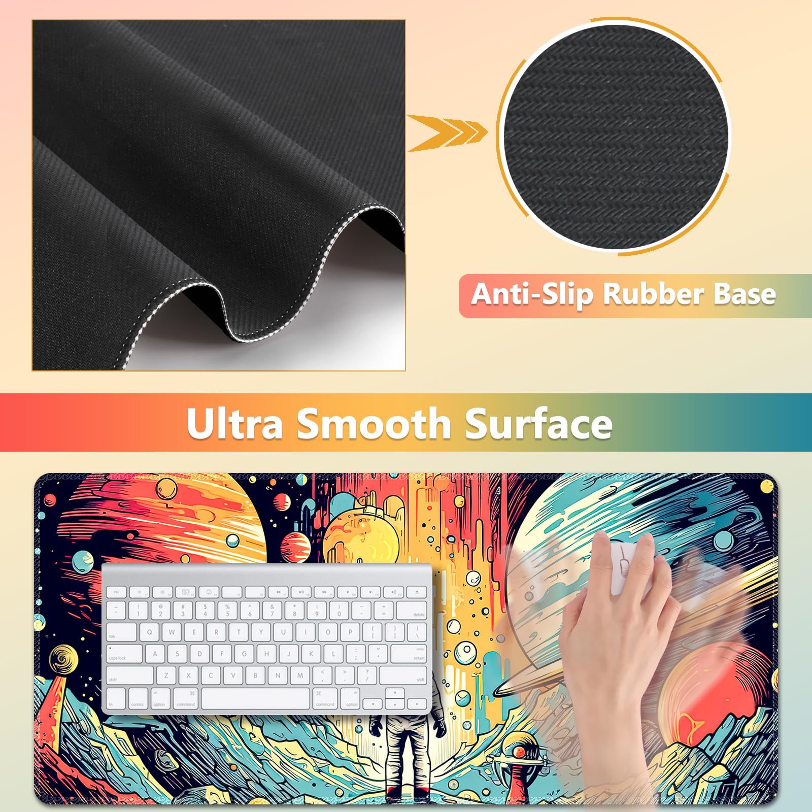 AIMSA Desk Mat Set, Mouse Pad with Wrist Rest +Keyboard Wrist Rest +Large Mouse Mat +Coaster, 4in1