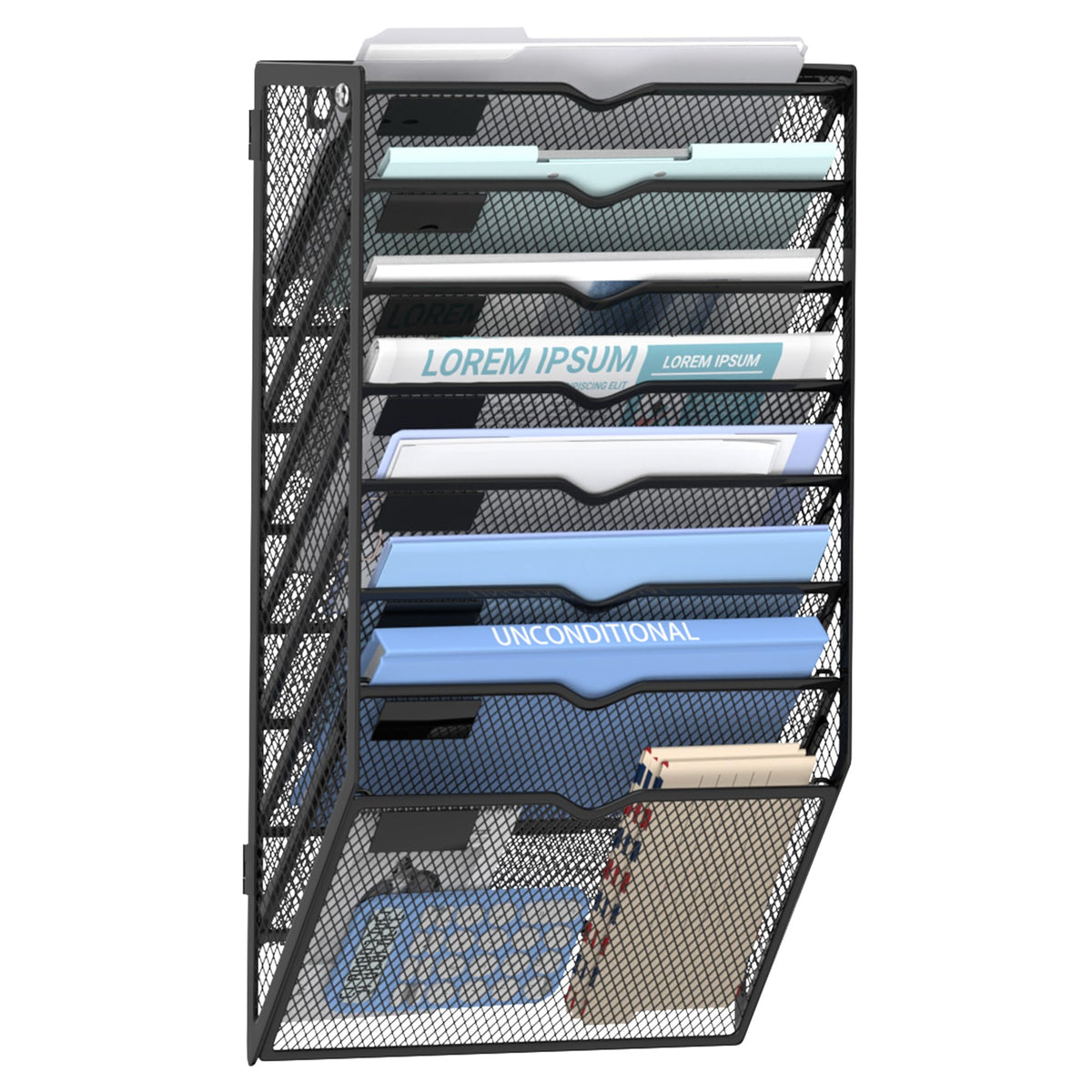 JMHUD 8-Tier Wall File Organizer and Hanging File Organizer, Black