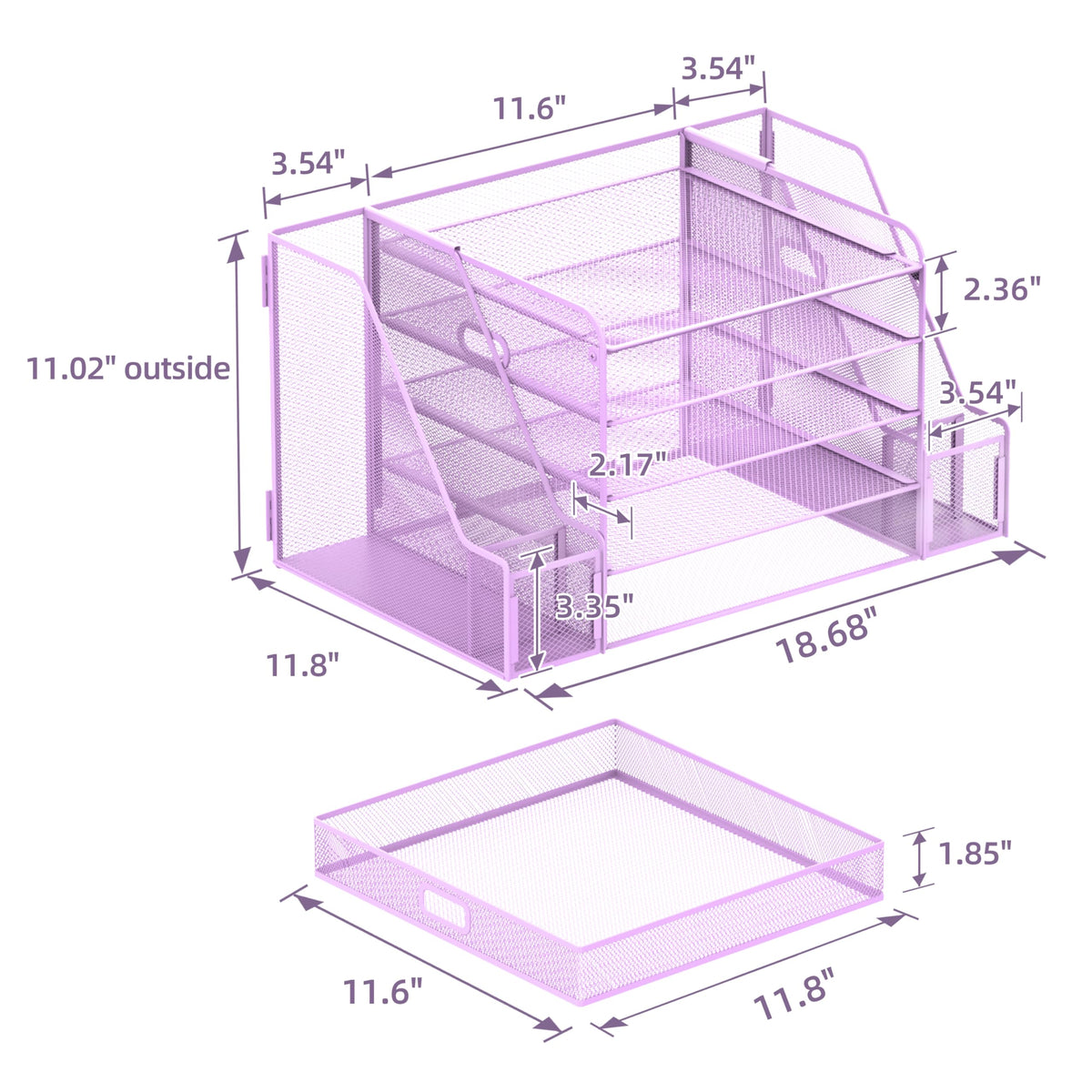 SUPEASY Mesh Desk Organizer with File Holder, 5-Tier Paper Letter Tray Organizer with Magazine