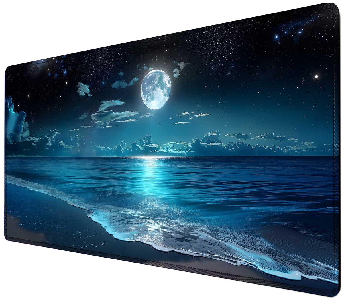 Moon Illuminating The Clear Blue Ocean Design Large Mouse pad,Large Extended Gaming Mouse Pad with