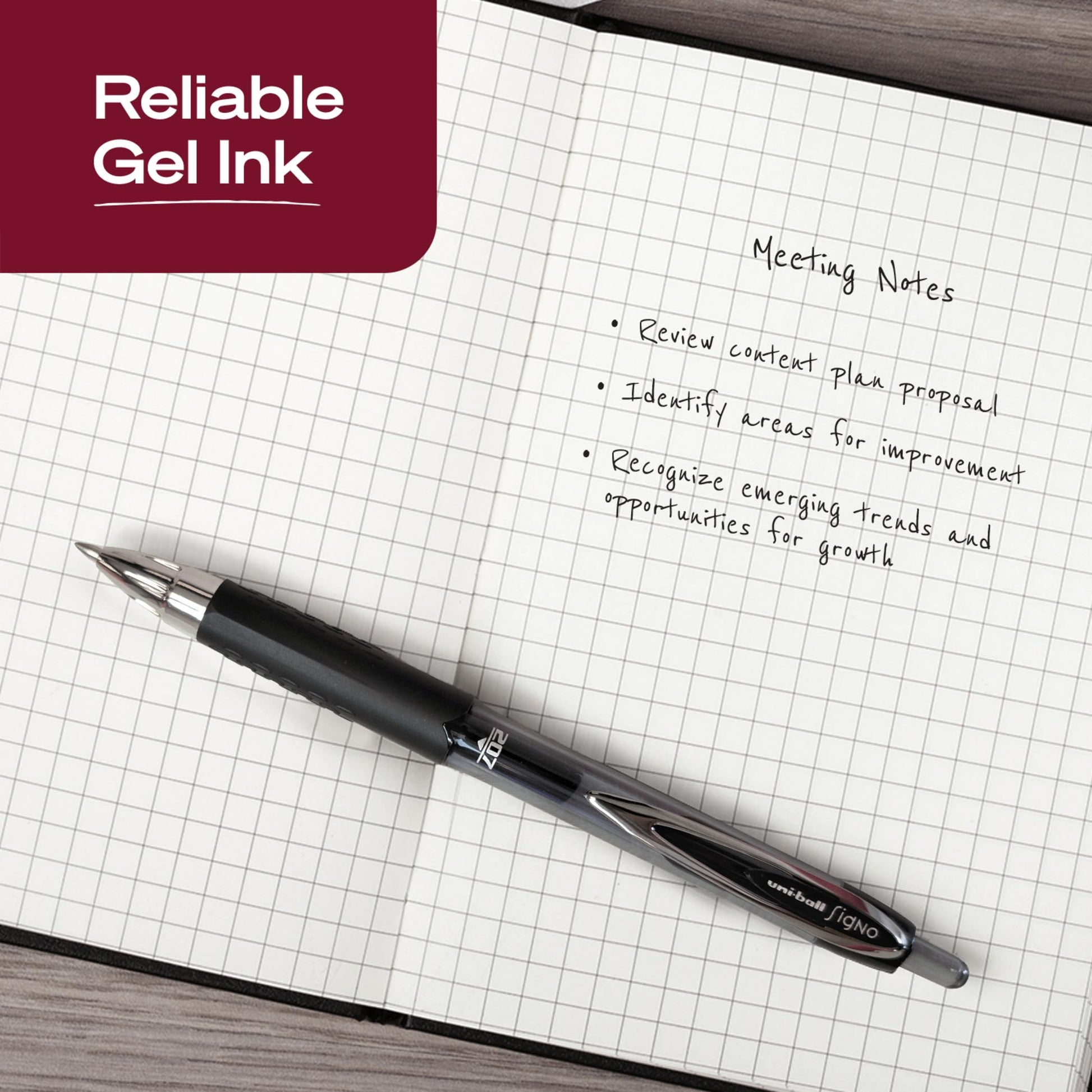 uniball™ 207 Gel Pens, Black Ink, 0.7mm Medium Point, Retractable, 36 Count