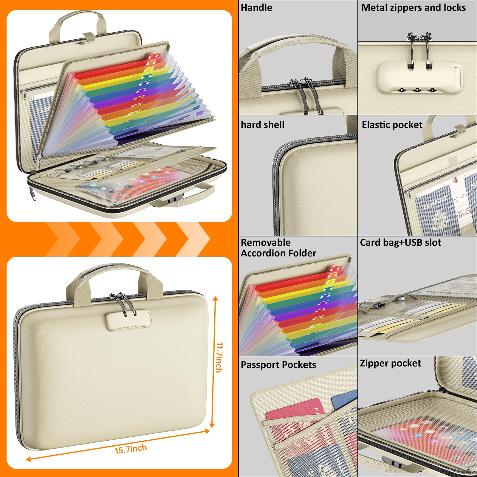 Tamfile Fireproof File Organizer with Lock,Hard Case Fireproof Document Box