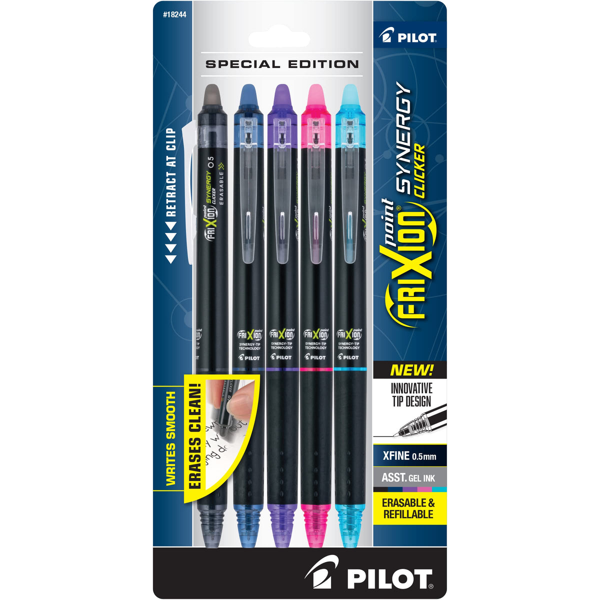 PILOT FriXion Synergy Clicker Erasable, Pack of 5, Assorted Colors