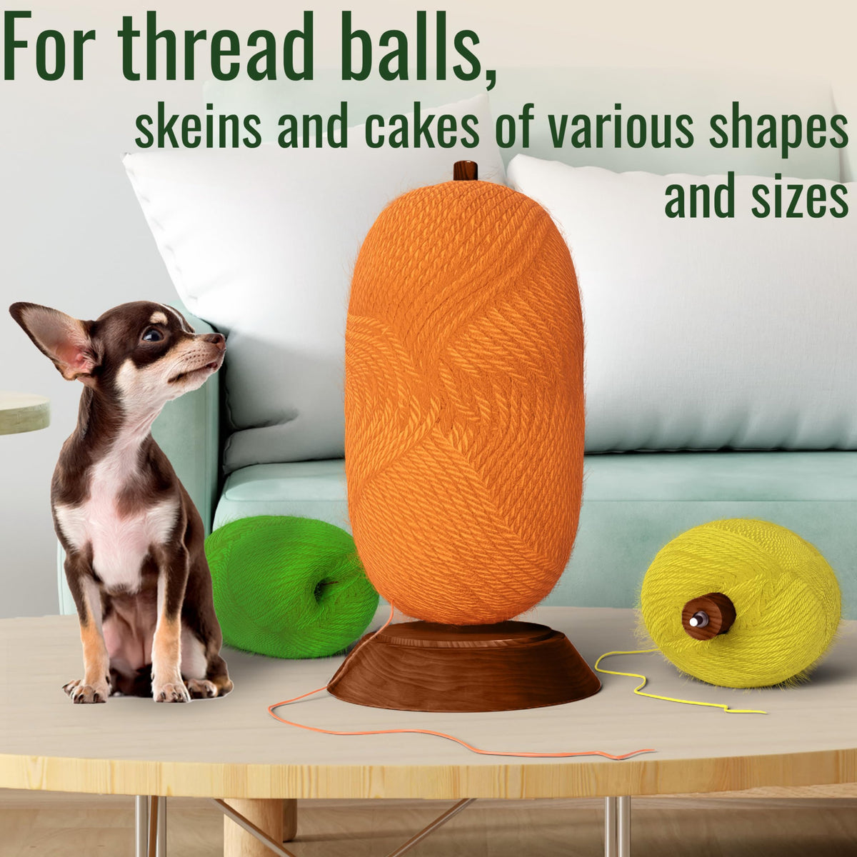 BARVA Yarn Holder Set 22 Lb Capacity for Chunky Yarn w/Extra Spindle | Smooth Bearing Spinner & Big