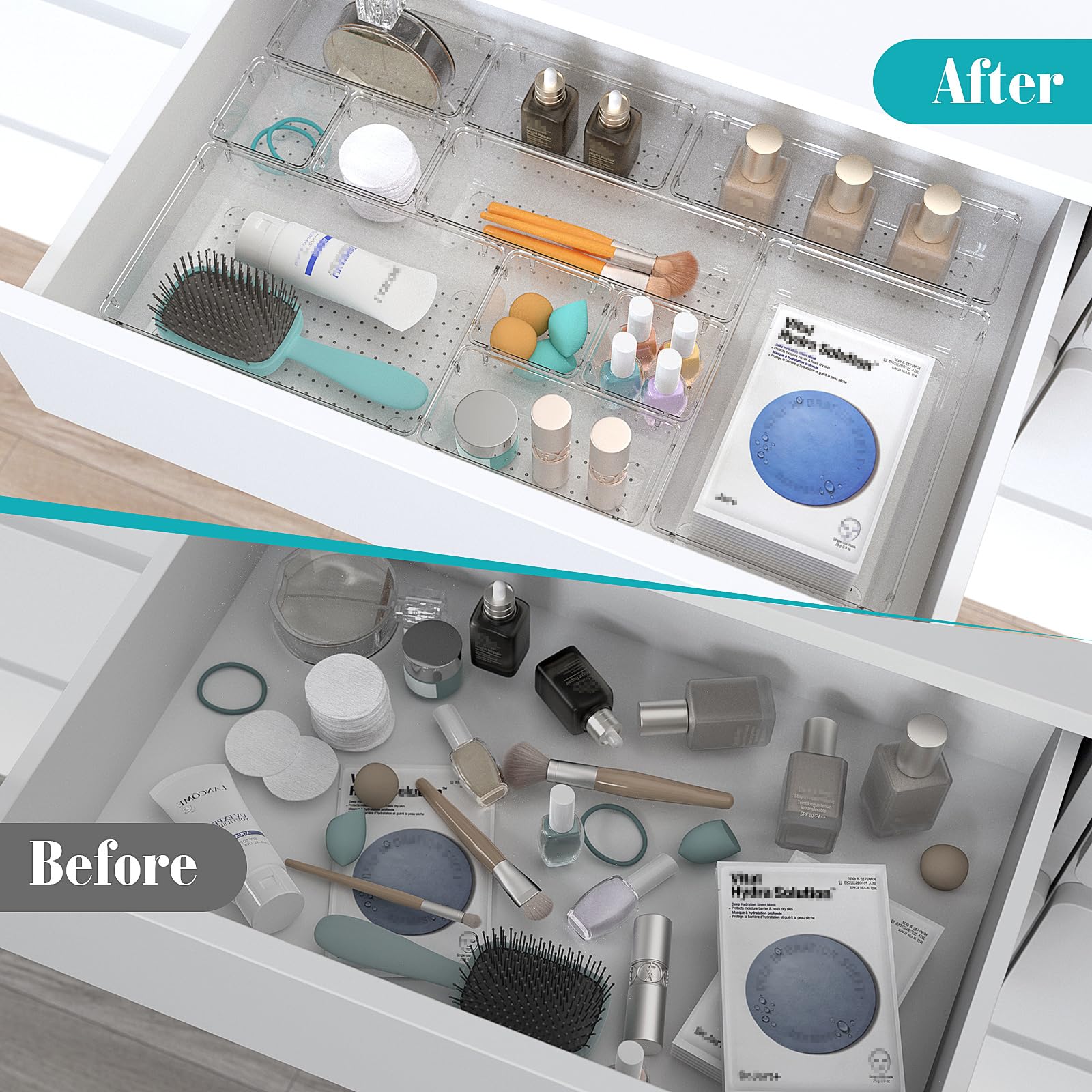 33 PCS Plastic Drawer Organizers Set, 4 Size Desk Drawer Organizer Trays