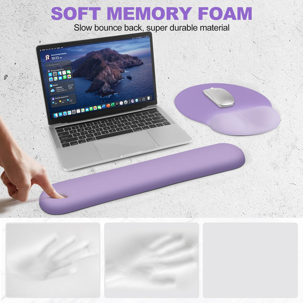 AIMSA Mouse Pad with Wrist Rest Support, Keyboard Wrist Rest Set, Ergonomic Memory Foam Mousepad