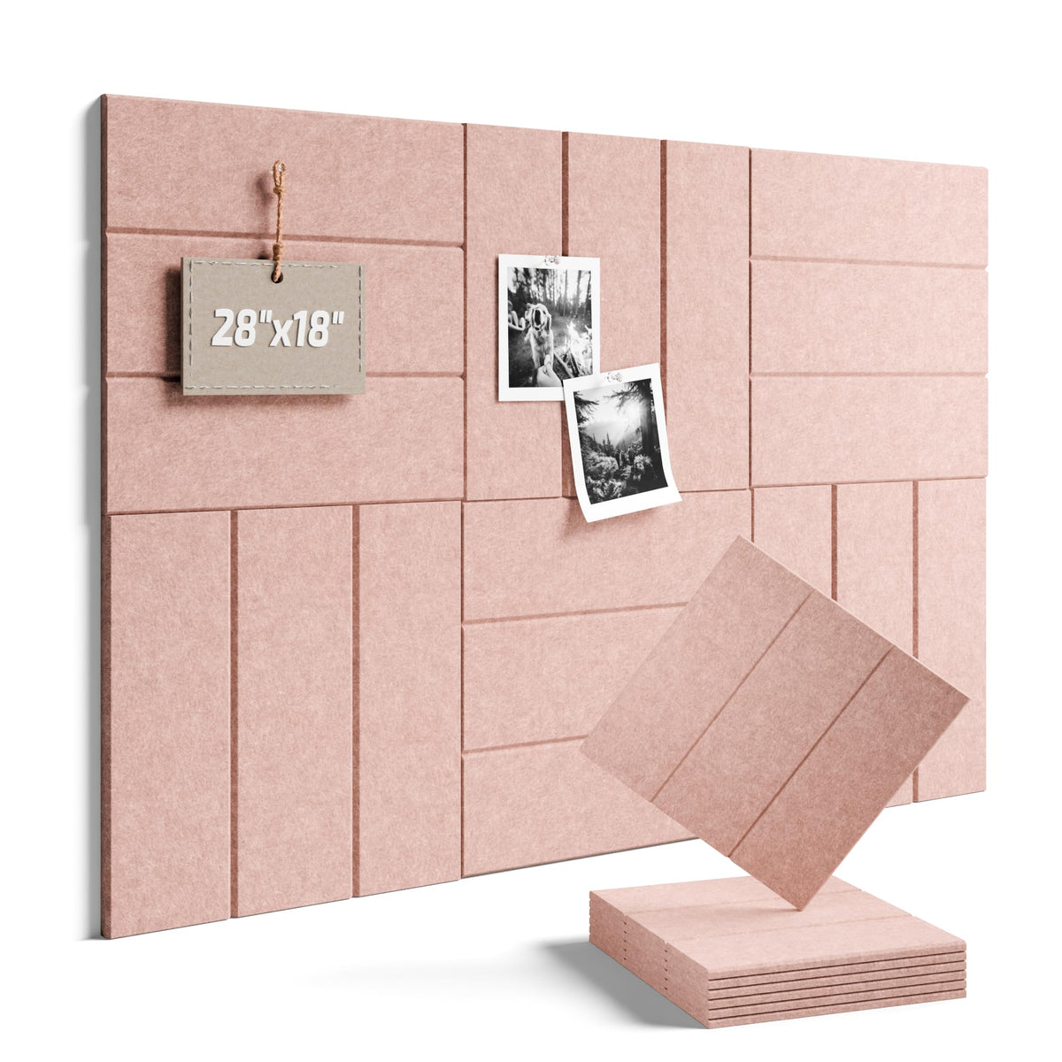 Fluxynara 28" X 18" Cork Board Alternative, Wide Stripe, Pink