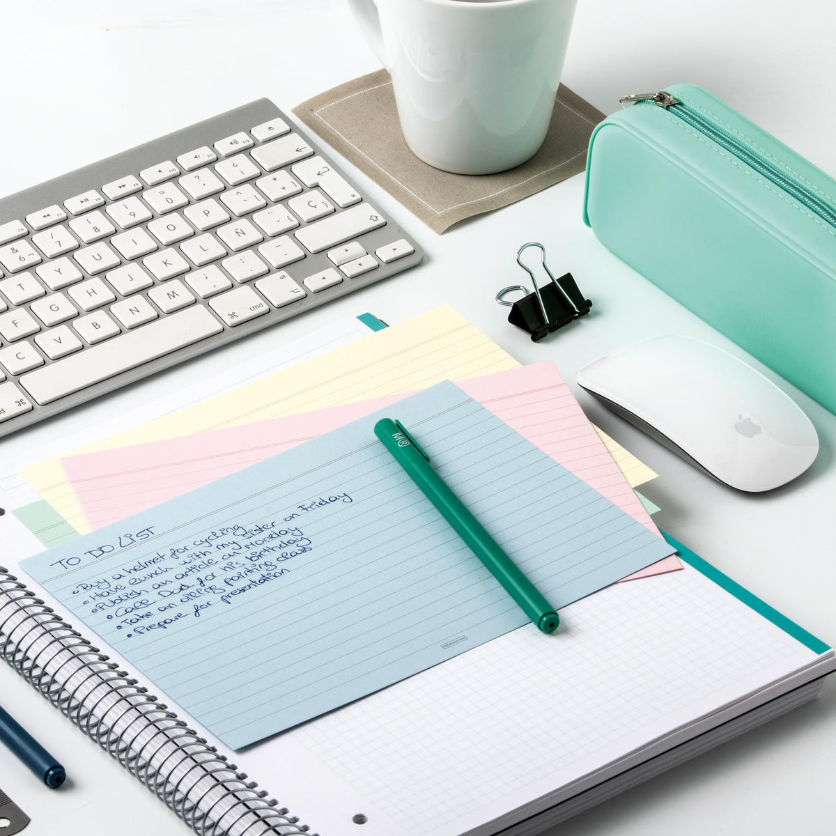 Miquelrius - Flashcards for Study, 200 Pastel Coloured Ruled Sheets, Size A6 (148 x 105 mm), Offset