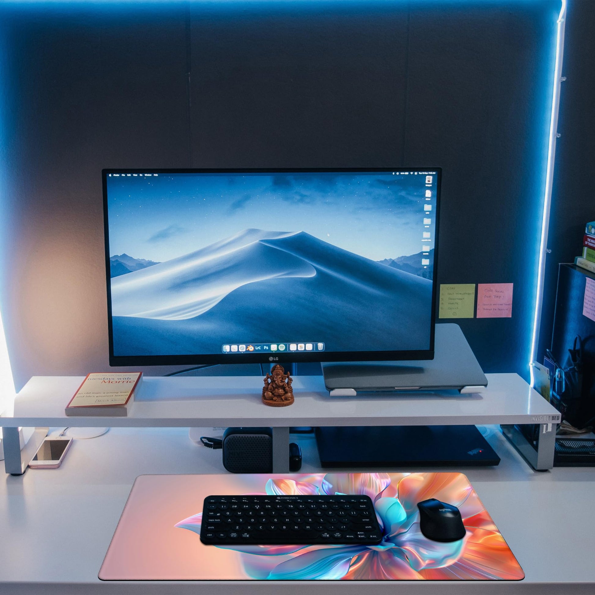 KOAIWPAE Large Gaming Mouse Pad, Elegant Luxury Colorful Flowers Desk Mat, Holographic Hues