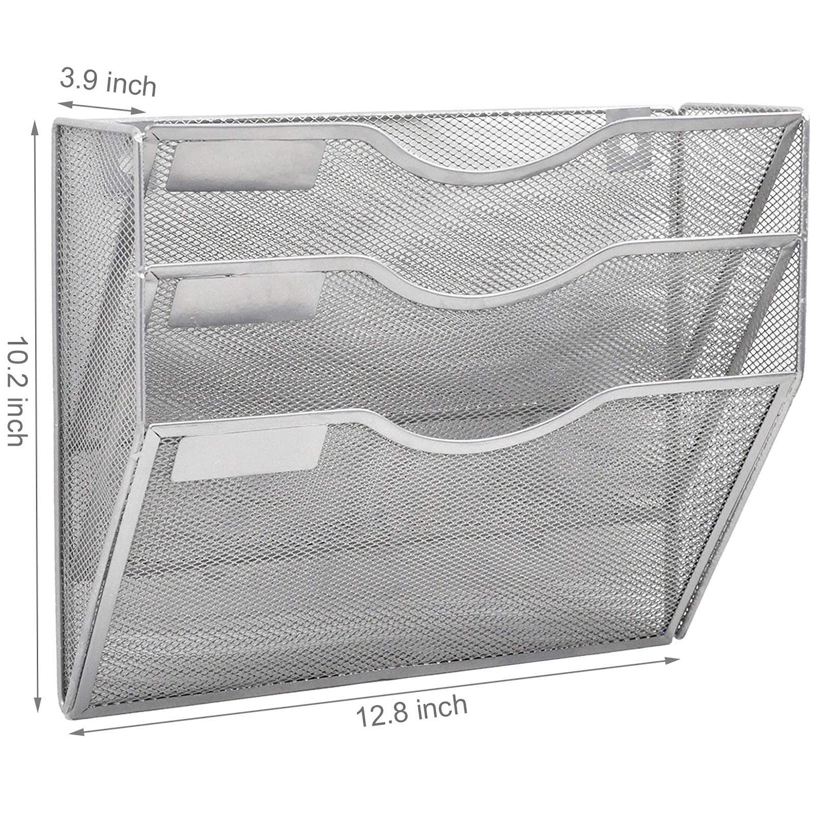 EASEPRES 3 Pocket Mesh Hanging Wall File Organizer, Wall Mounted Mail Paper Document Folder Holder