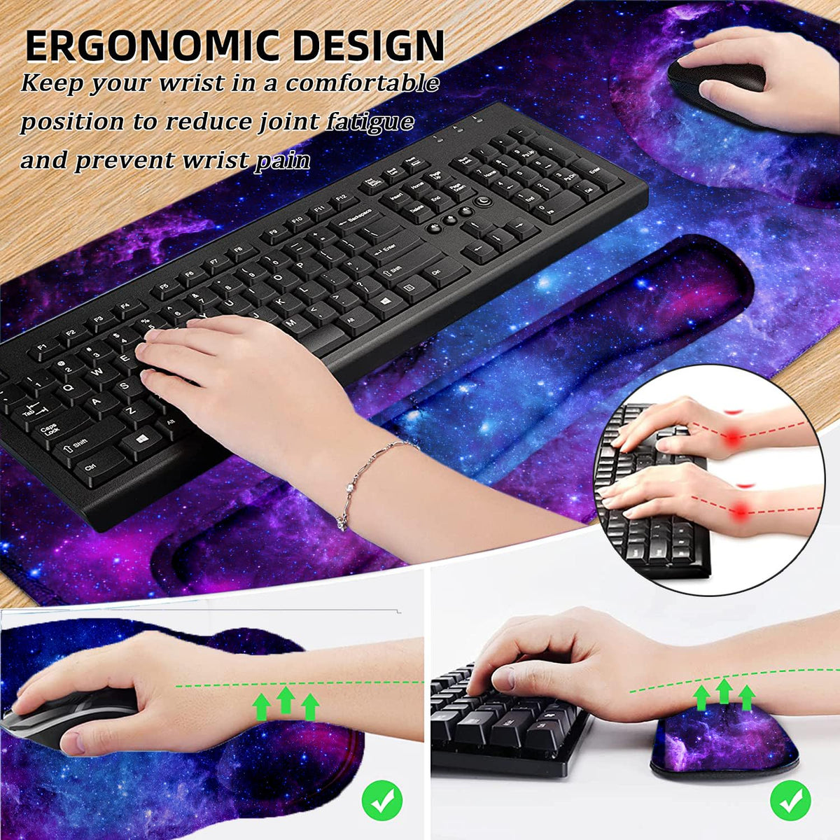 Large Desk Mat, Mouse Pad with Wrist Support, Keyboard Wrist Rest Set