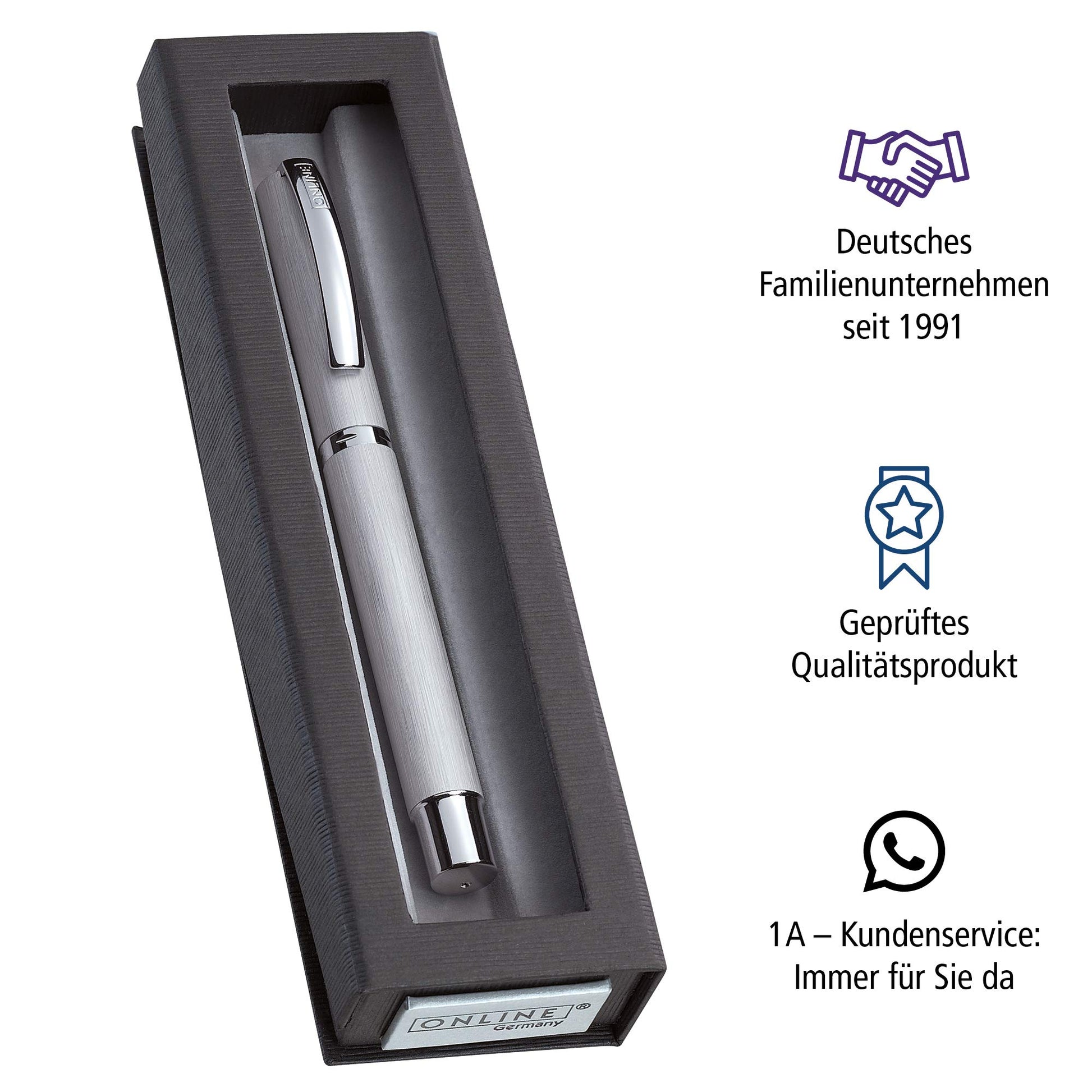 Germany Online Vision - Classic, Silver Fountain Pen with Medium Nib