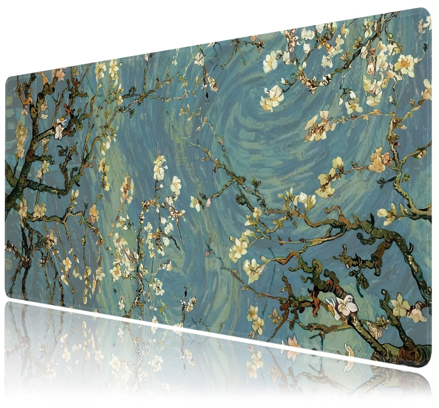 Almond Blossoms Large Mouse Pad,Gaming Keyboard Desk Pad,Extended Mouse Mat Non-Slip Rubber Base