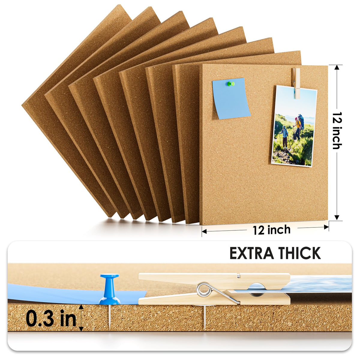 MaxGear 48" x 24" Large Cork Board for Wall, 8 Pack 12" x 12" Tiles