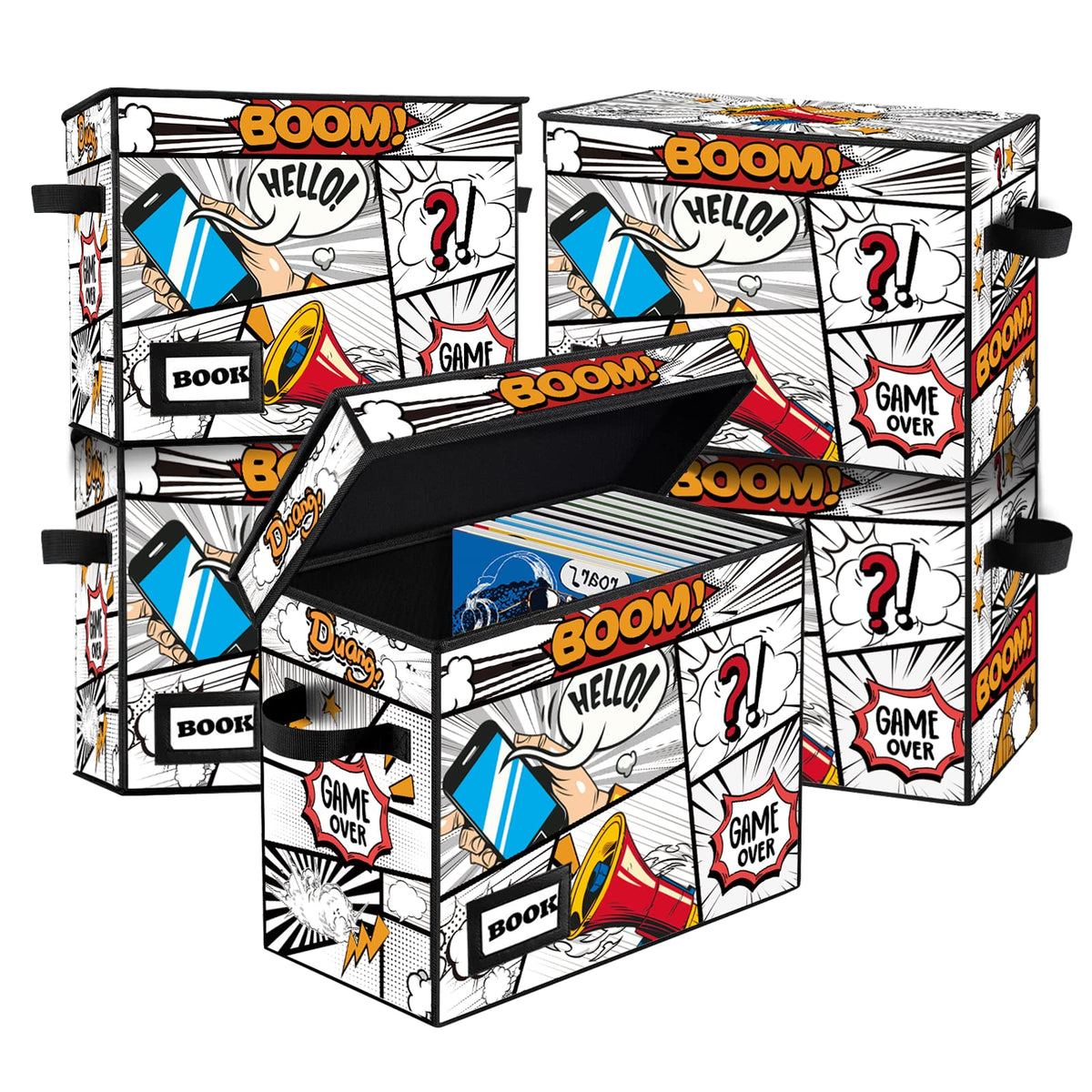 YNSZAS 5 Pack Collection Comic Book Storage Boxes, Protector Organizer 15.8" X 7.8" X 11.8"