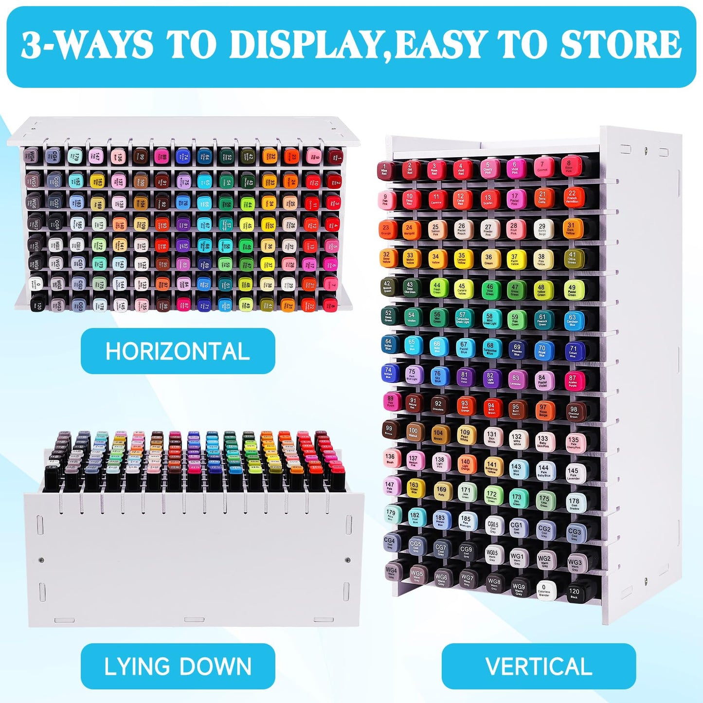 Yrangee Marker Organizer,120 Slots Marker Holder Organizer with Divider